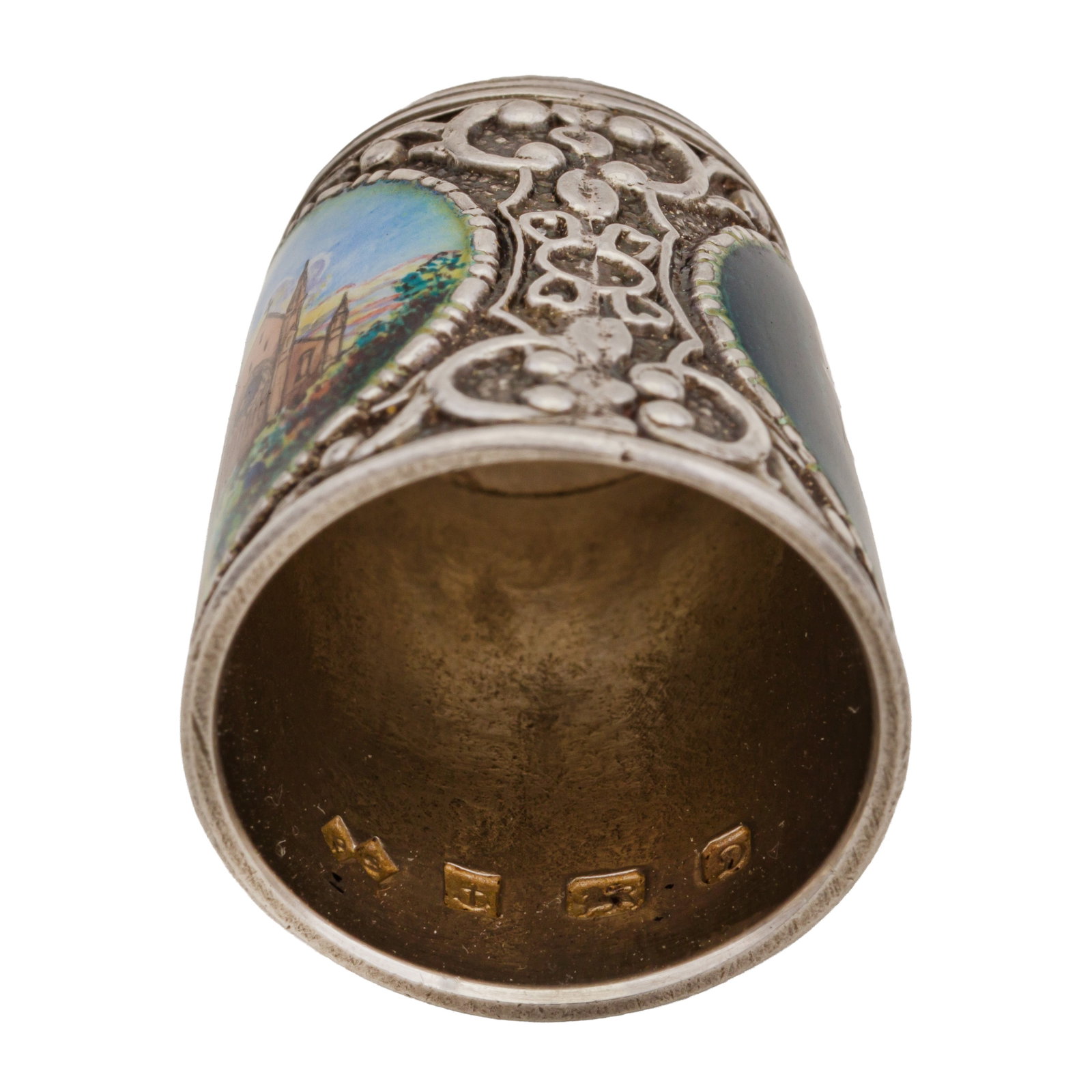 Birmingham 1978 by Peter Swingler An Elizabeth II silver and enamel thimble - 3