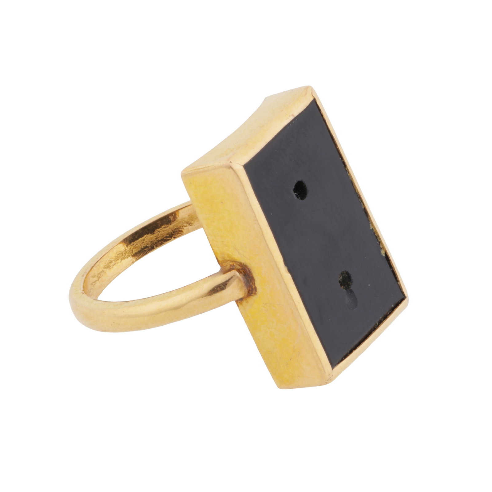 An onyx ring Yellow metal - 2