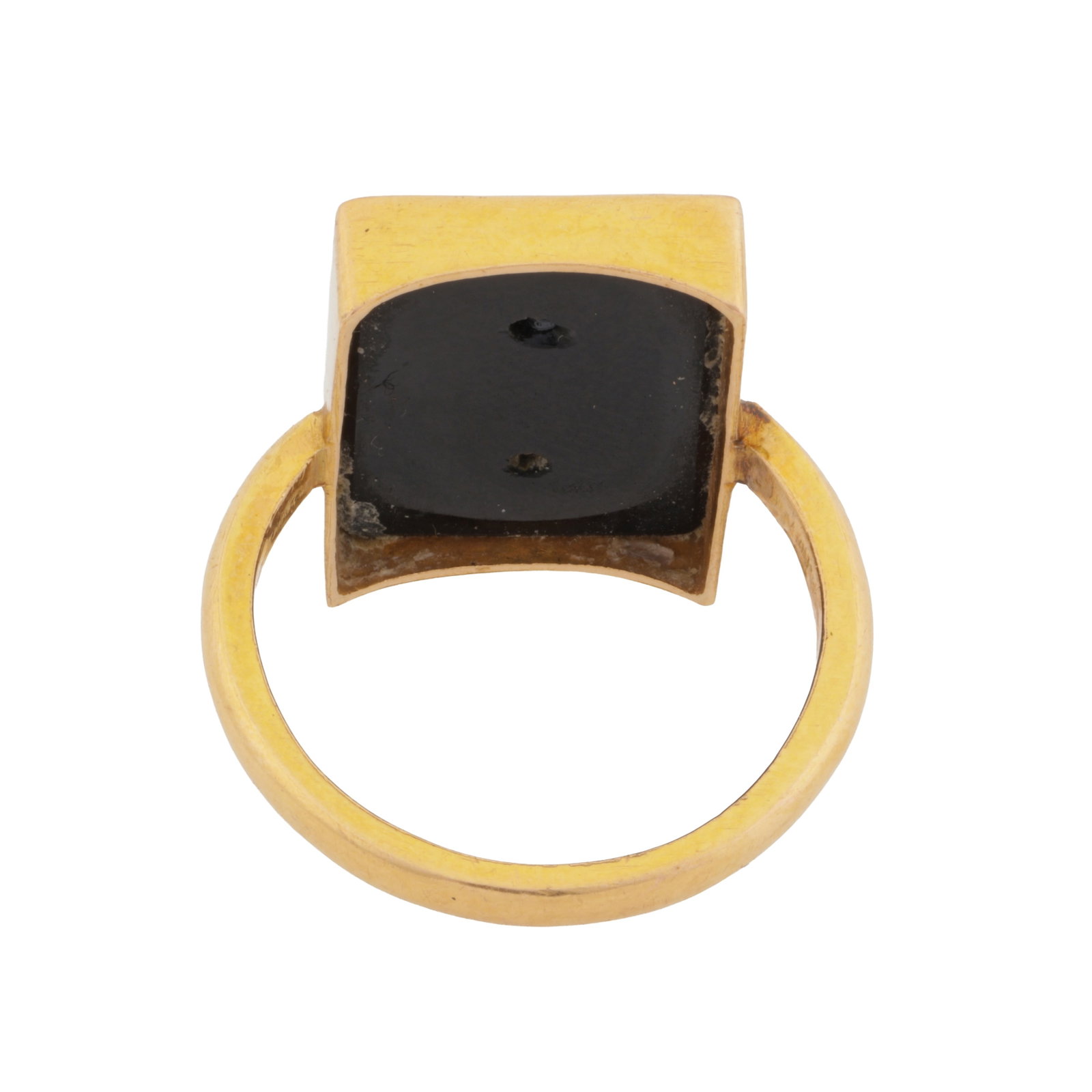 An onyx ring Yellow metal - 3