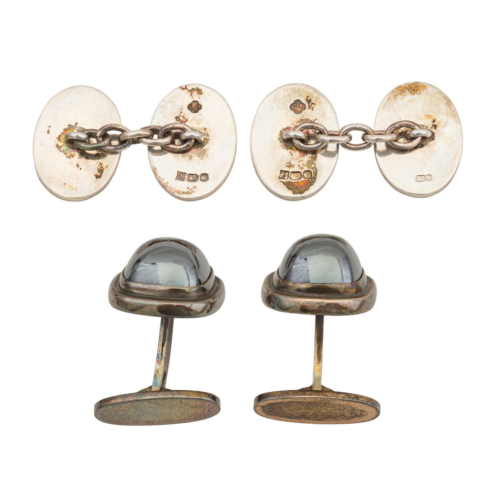 Two sets of cufflinks White metal - 2