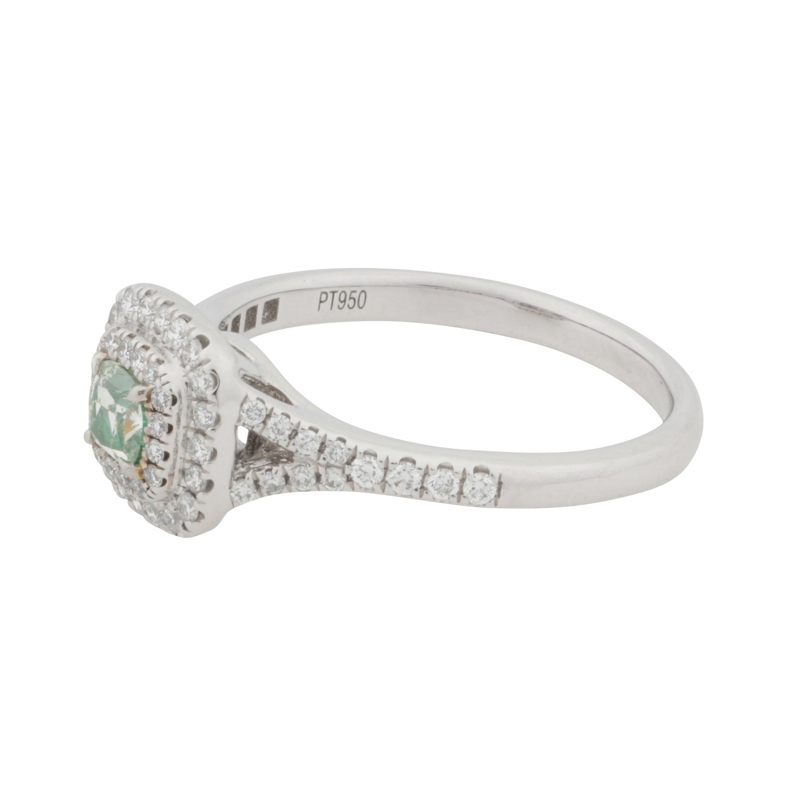 A green and white diamond cluster ring White metal - 2