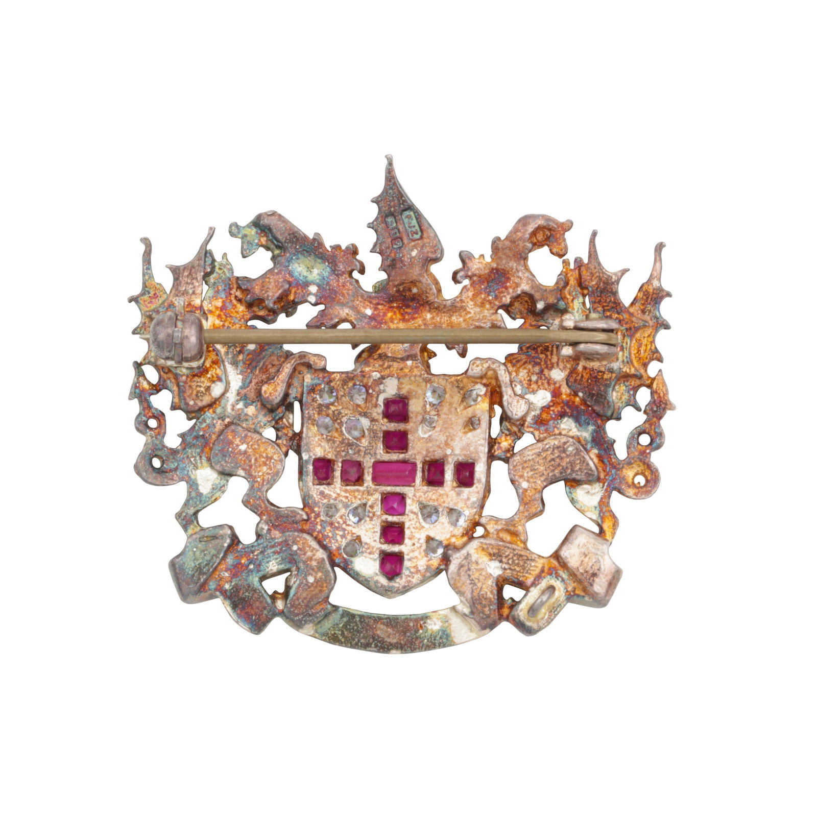 A silver, ruby, and enamel City of London brooch Silver - 2