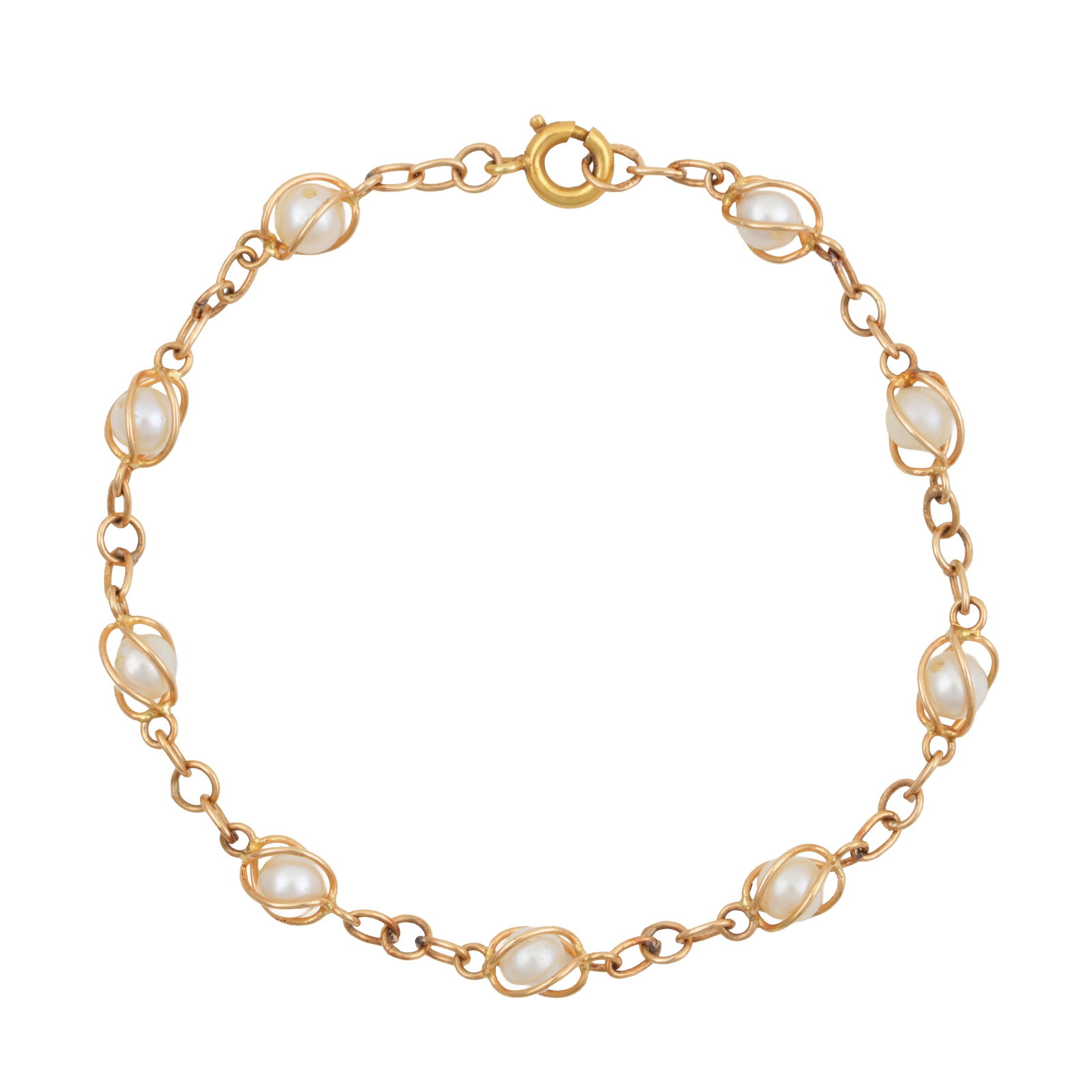 A pearl bracelet and a necklace Yellow metal - 2