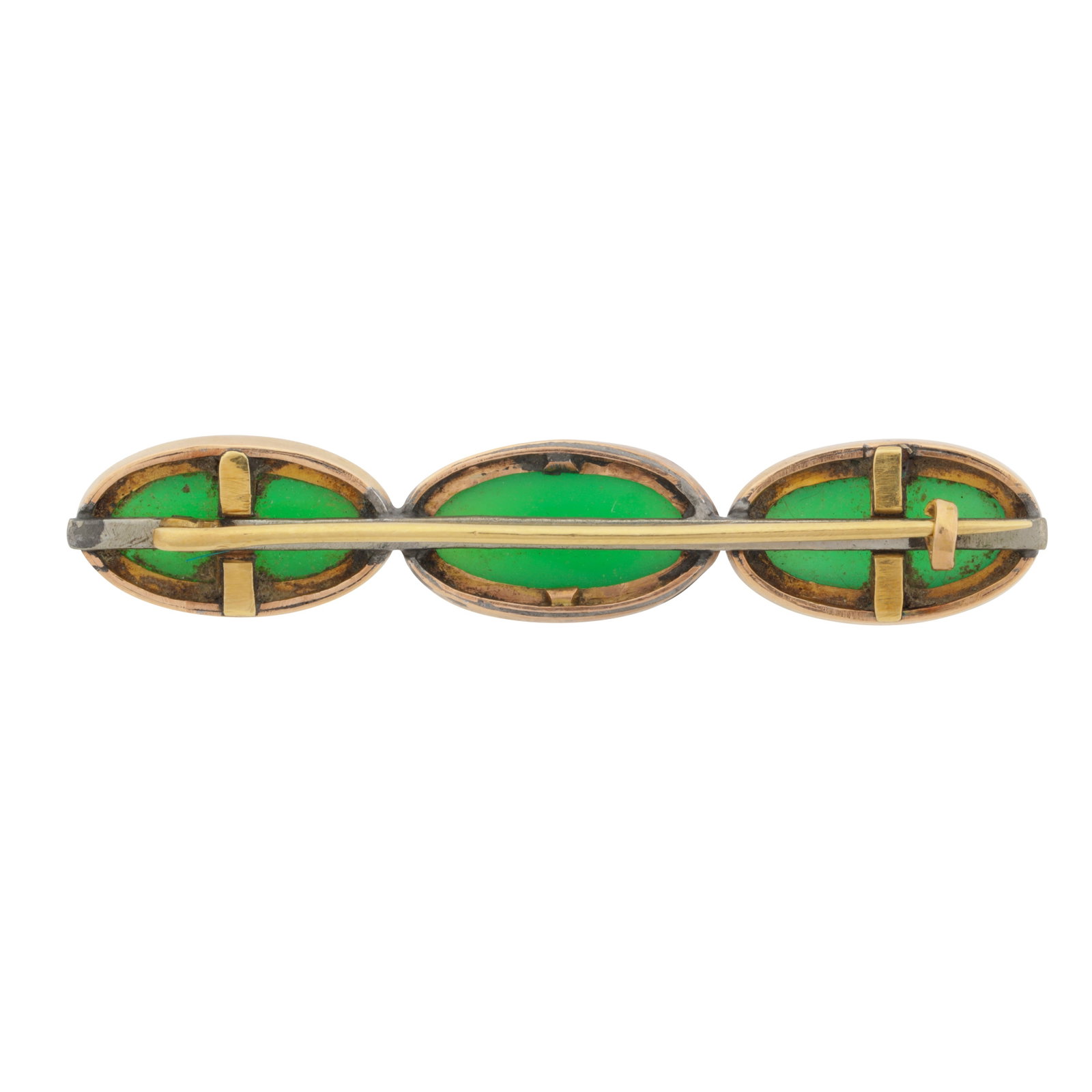 A green chalcedony brooch Yellow metal - 2