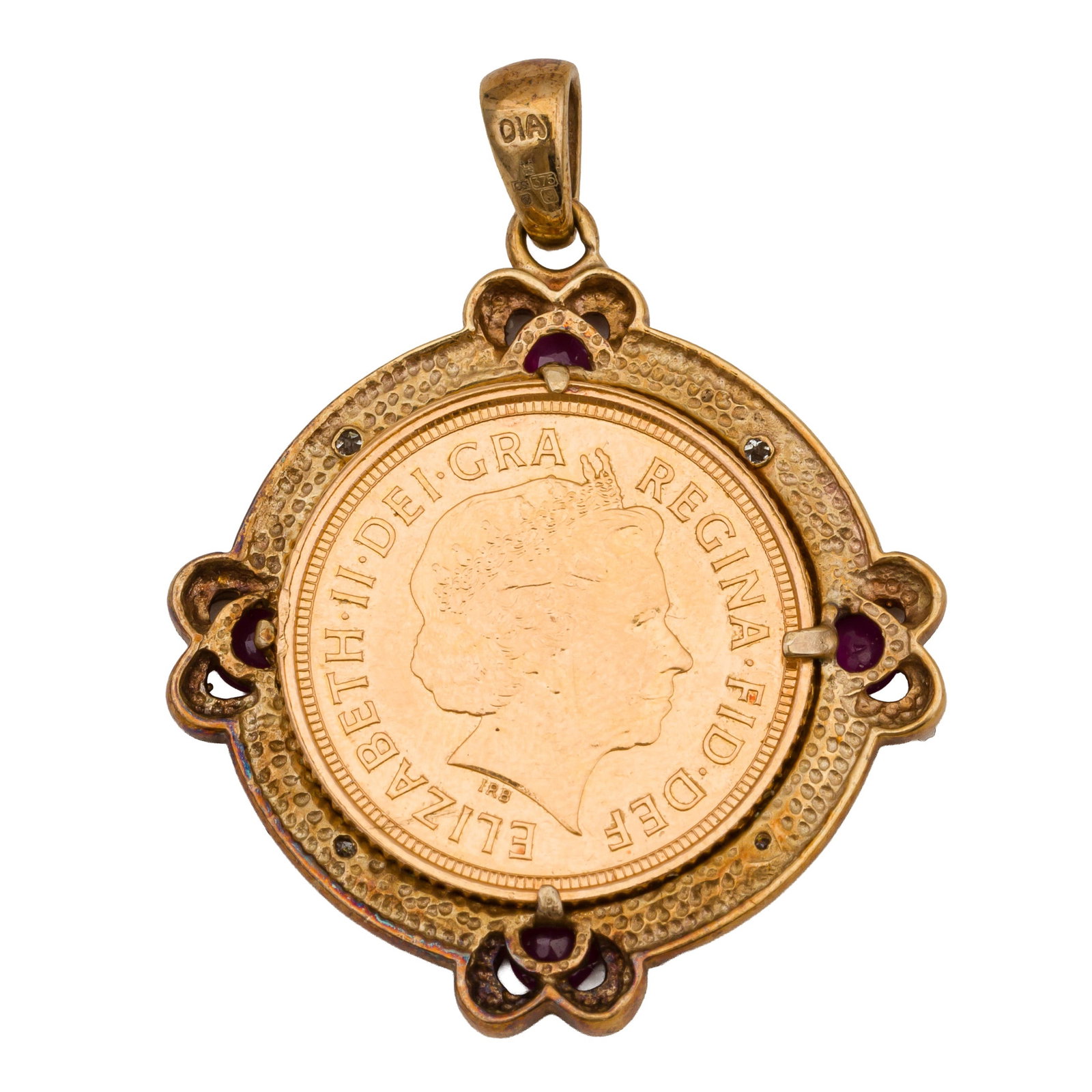 A gem-set half sovereign pendant 22ct & 9ct yellow - 2