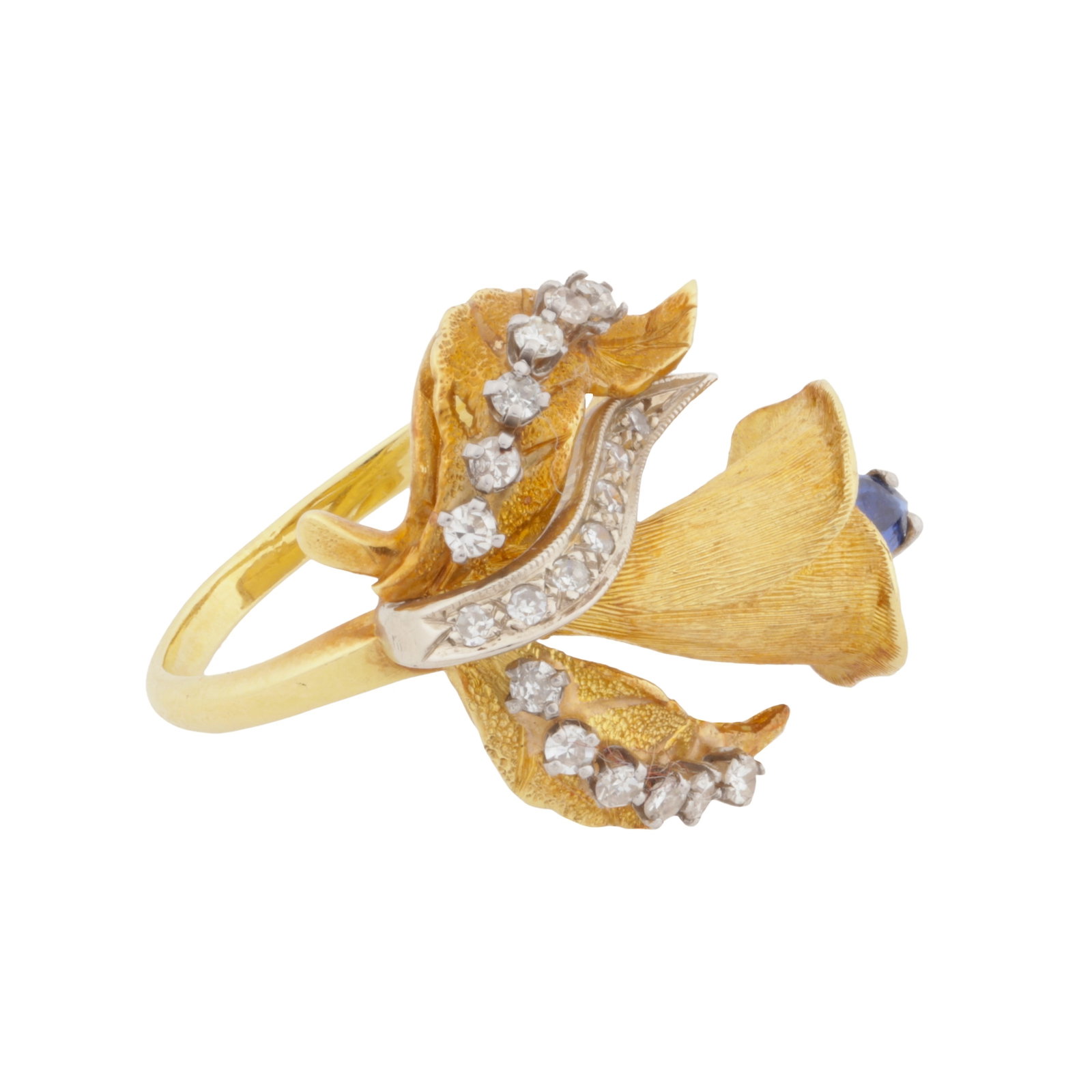 A sapphire & diamond ring Yellow and white metal - 2