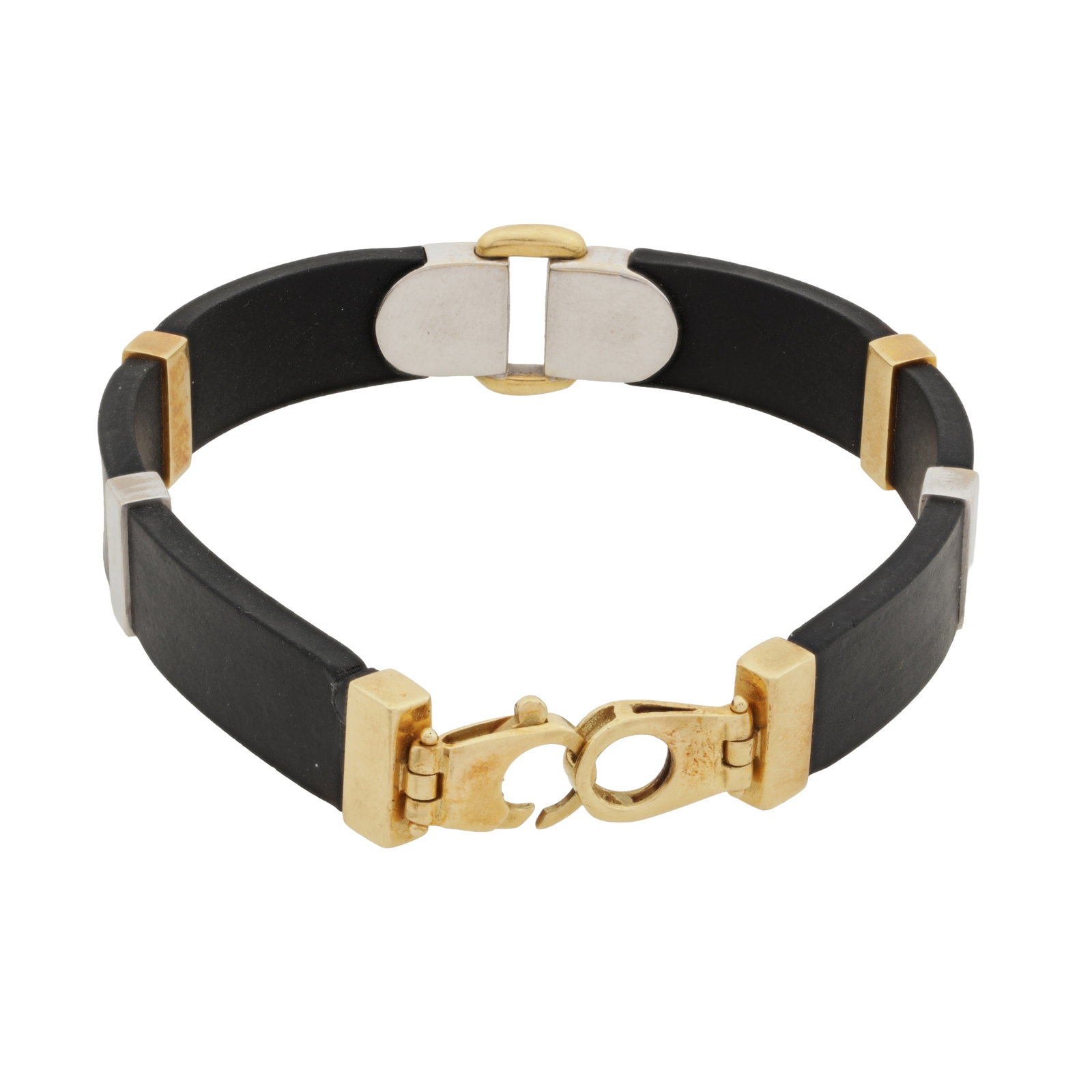 A rubber bracelet Yellow and white metal - 2