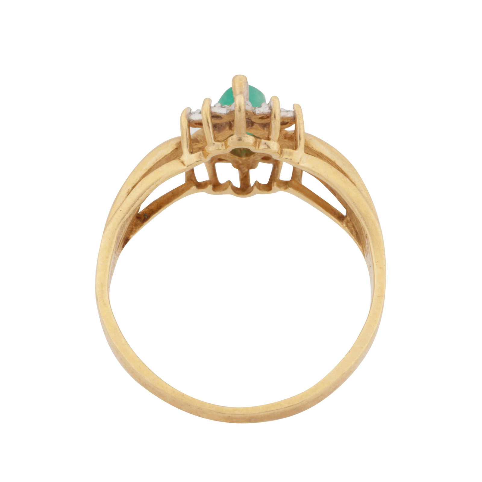 A emerald and diamond ring Yellow metal - 3