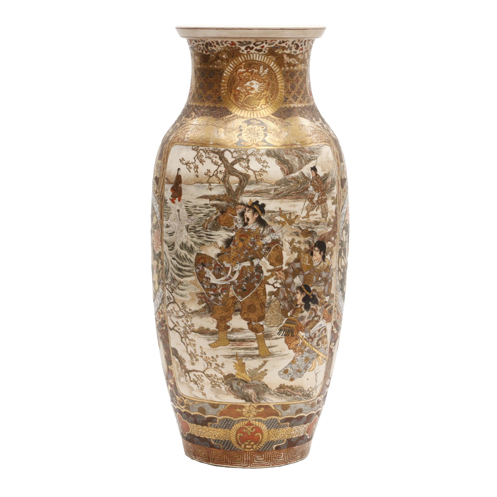 A large Japanese Satsuma vase, Meiji period (1 of 4)