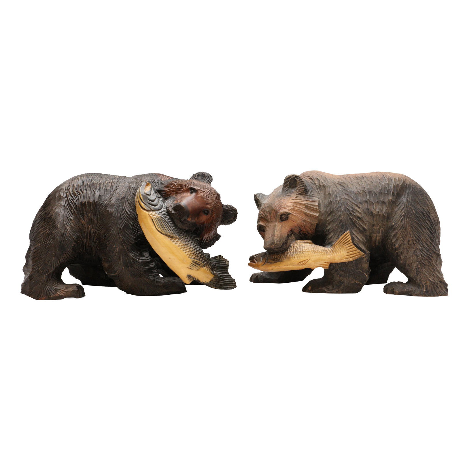 Two Japanese Ainu wood 'Kibori Kuma' bear sculpture, Hokkaido, 20th century (1 of 9)