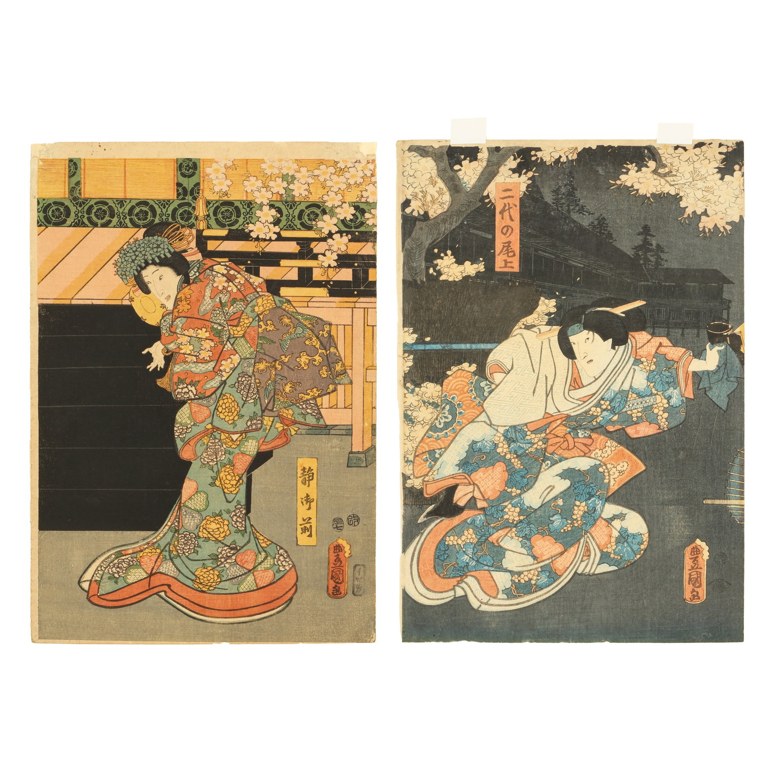 Utagawa Kunisada (Toyokuni III, Japanese, 1786-1865) Kagamiyama Gonichi no Iwaifuji at the Ichimura (1 of 6)