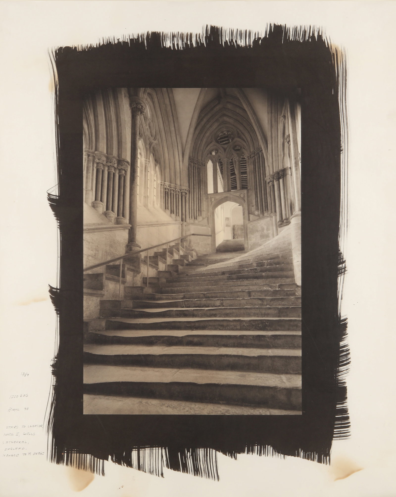 Dick Arentz (b.1935) Wells Cathedral, Stairs to Chapter House II, 1990: Platinum palladium print, image size 44 x 30cm, signed, titled, dated, and editioned 13/50 by the photographer in ink, with the photographer's blindstamp, margin recto. Framed, frame size 72 x 58cm. *