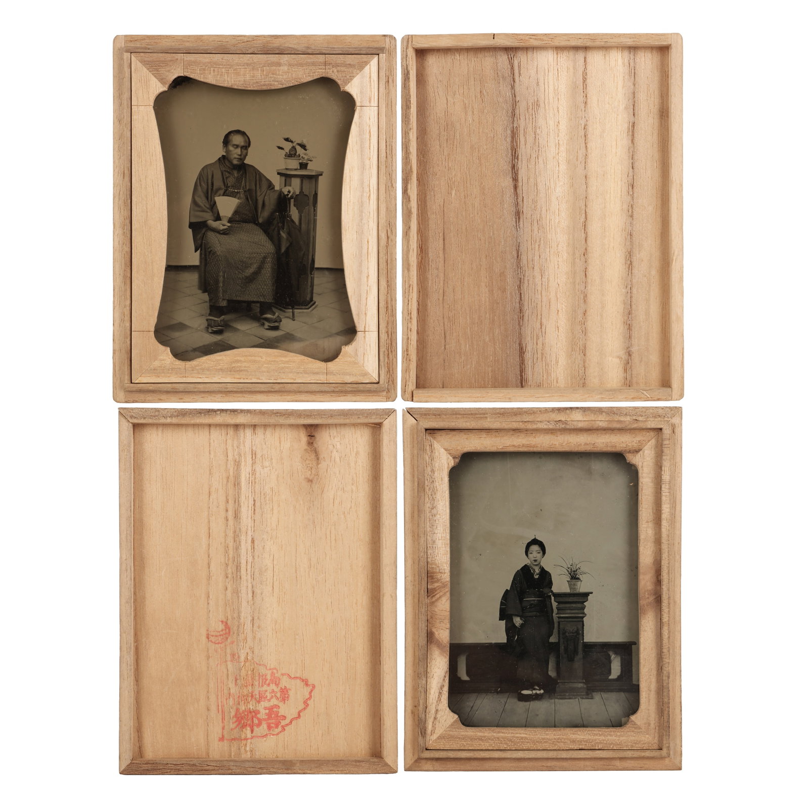 Unknown Japanese Studios, c.1880 Studio Portraits in Kiri-Wood Cases, c.1880 (1 of 9)