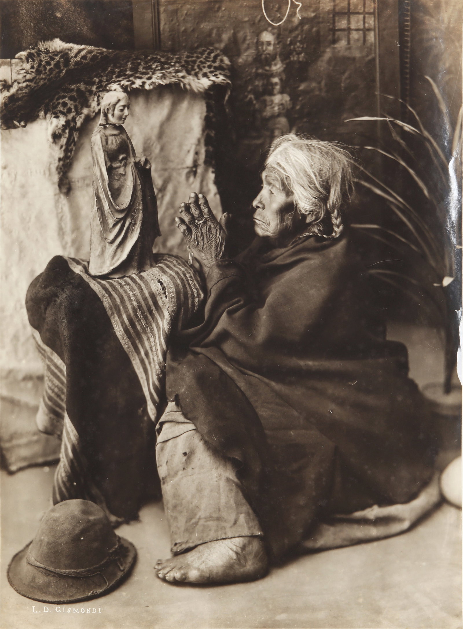 Luigi Domenico Gismondi (1872-1946) Amayra Portraits, Bolivia, c.1910-1920s: A group of five silver gelatin prints, measuring between 37.5 x 25.5cm and 39.5 x 30.5cm, four signed in the negative. This group comprises five portraits depicting older Amayra men and women in tradi
