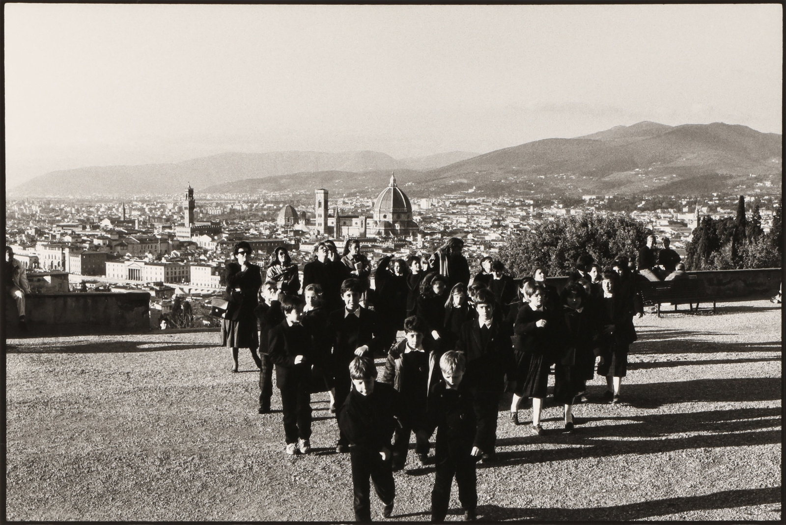 Tim O'Leary (XX) School Outing, Florence, c.1980: Vintage silver gelatin print, image size 23.7 x 35.5cm, sheet size 30.3 x 40.3cm, signed, titled, and copyright noted by the photographer in pencil verso.
