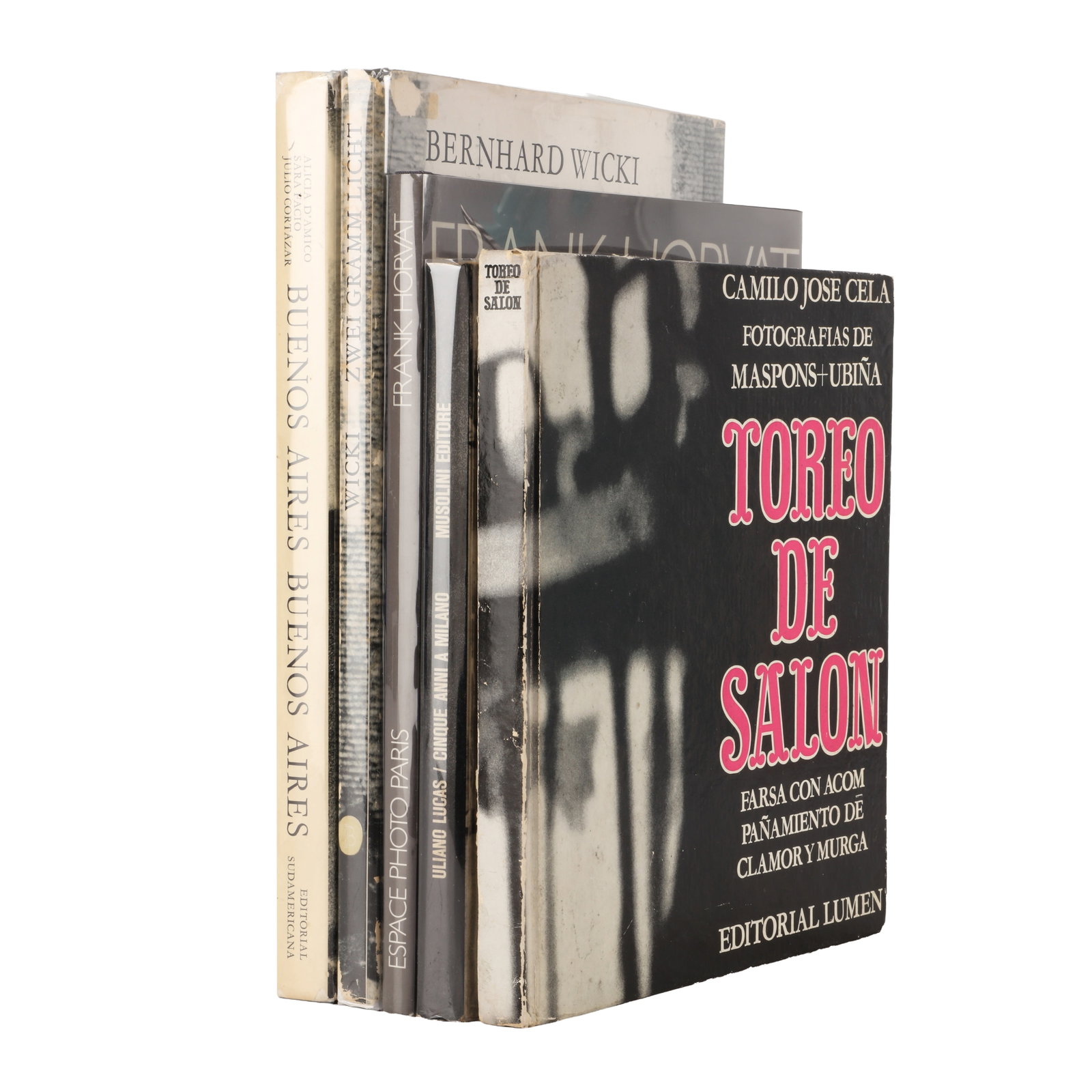 Post-War Humanism and Street Photography: A group of five volumes, including Uliano Lucas, Cinque anni a Milano, 1973, First Edition, signed and dedicated by the photographer on the flyleaf, softcover with photographic wrappers, quarto, Torin