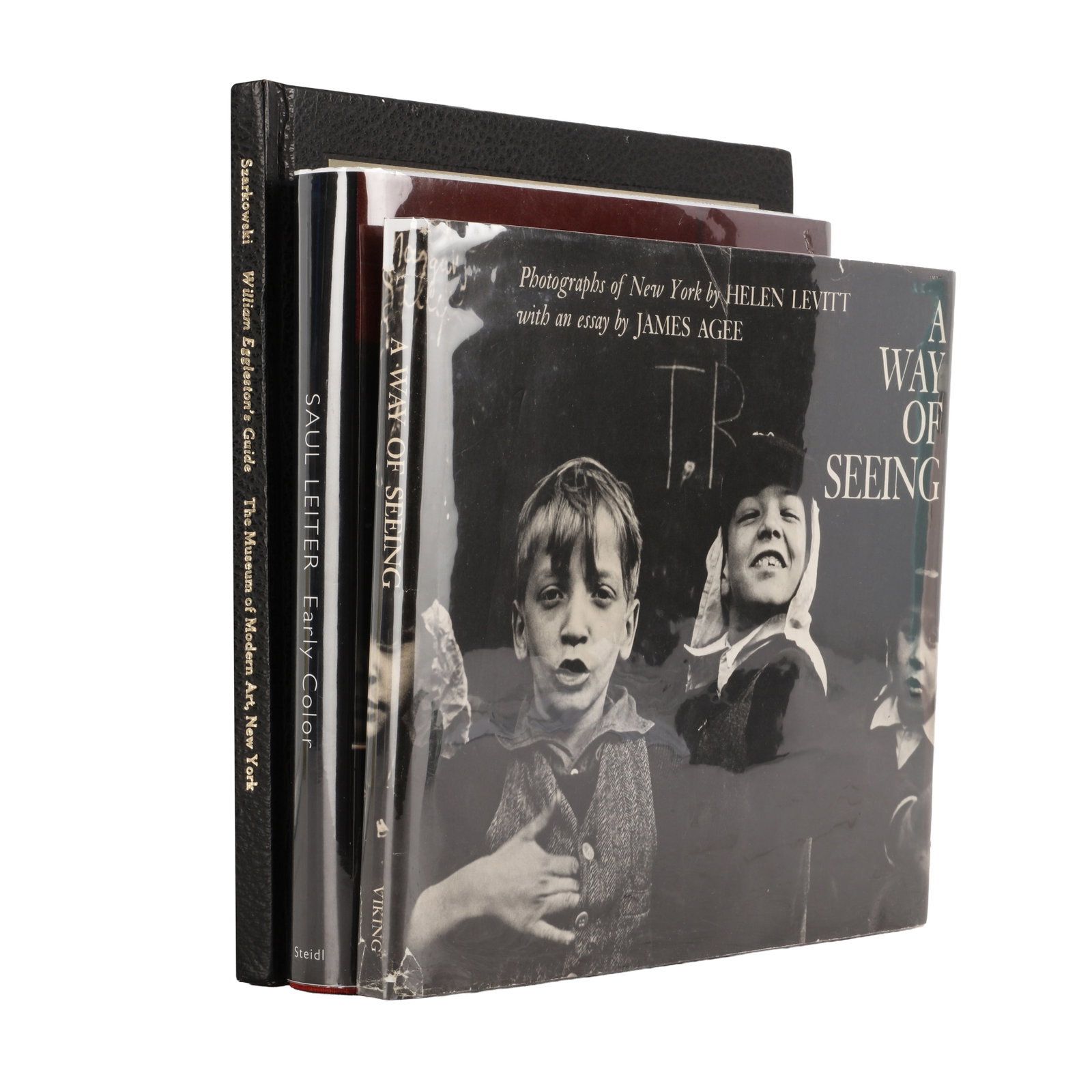 Masters of American Street Photography: A group of three volumes, including: William Eggleston, Guide, 1976 First Edition, hardcover in black bonded leather with gilt lettering and a colour photographic plate mounted to upper cover, square 