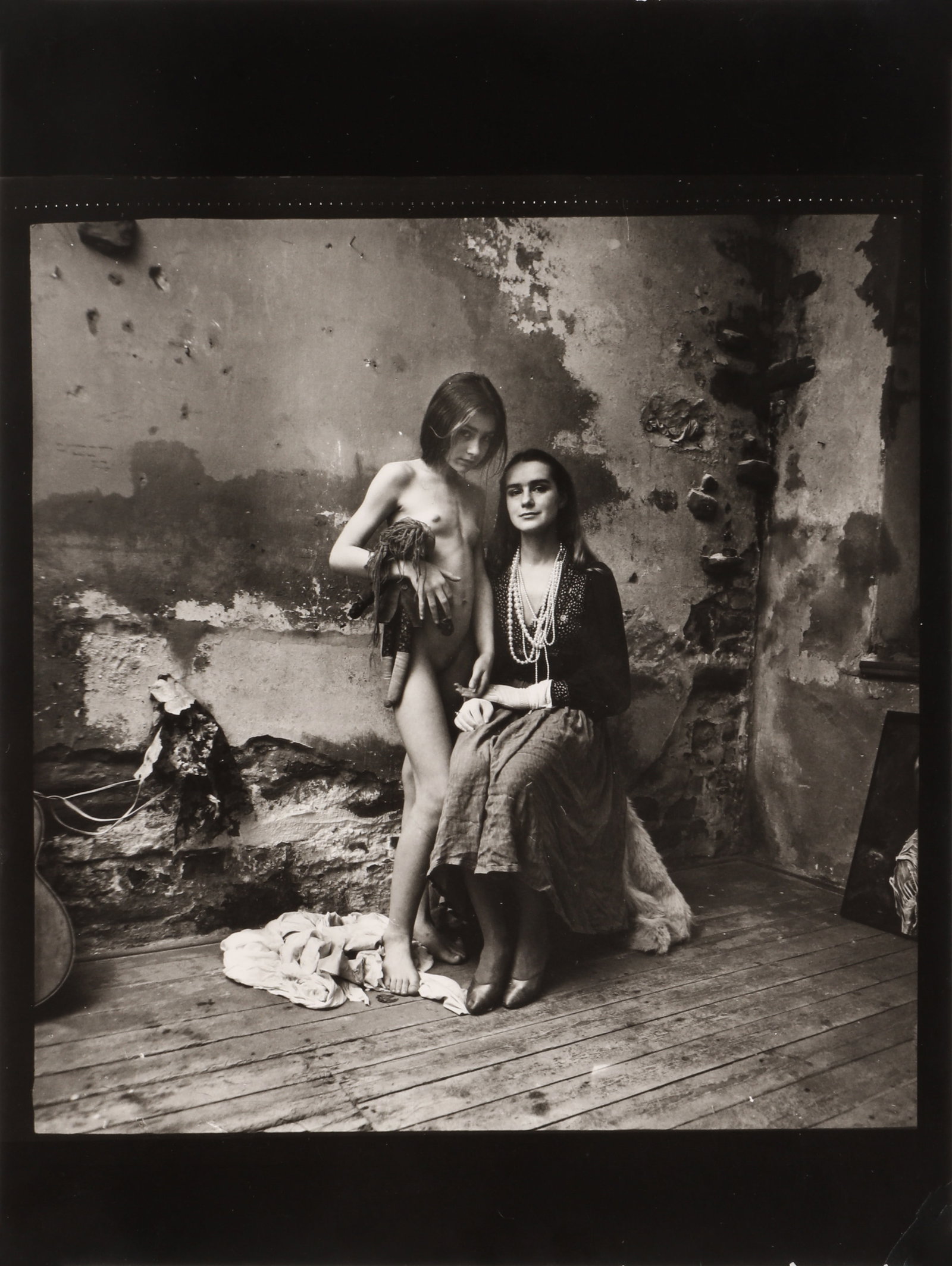 Jan Saudek (b.1935) Mother and Daughter, c.1985: Silver gelatin print, image size 17 x 16.5cm, sheet size 24 x 18cm, numbered in an unknown hand in pencil verso. Qty: (1)