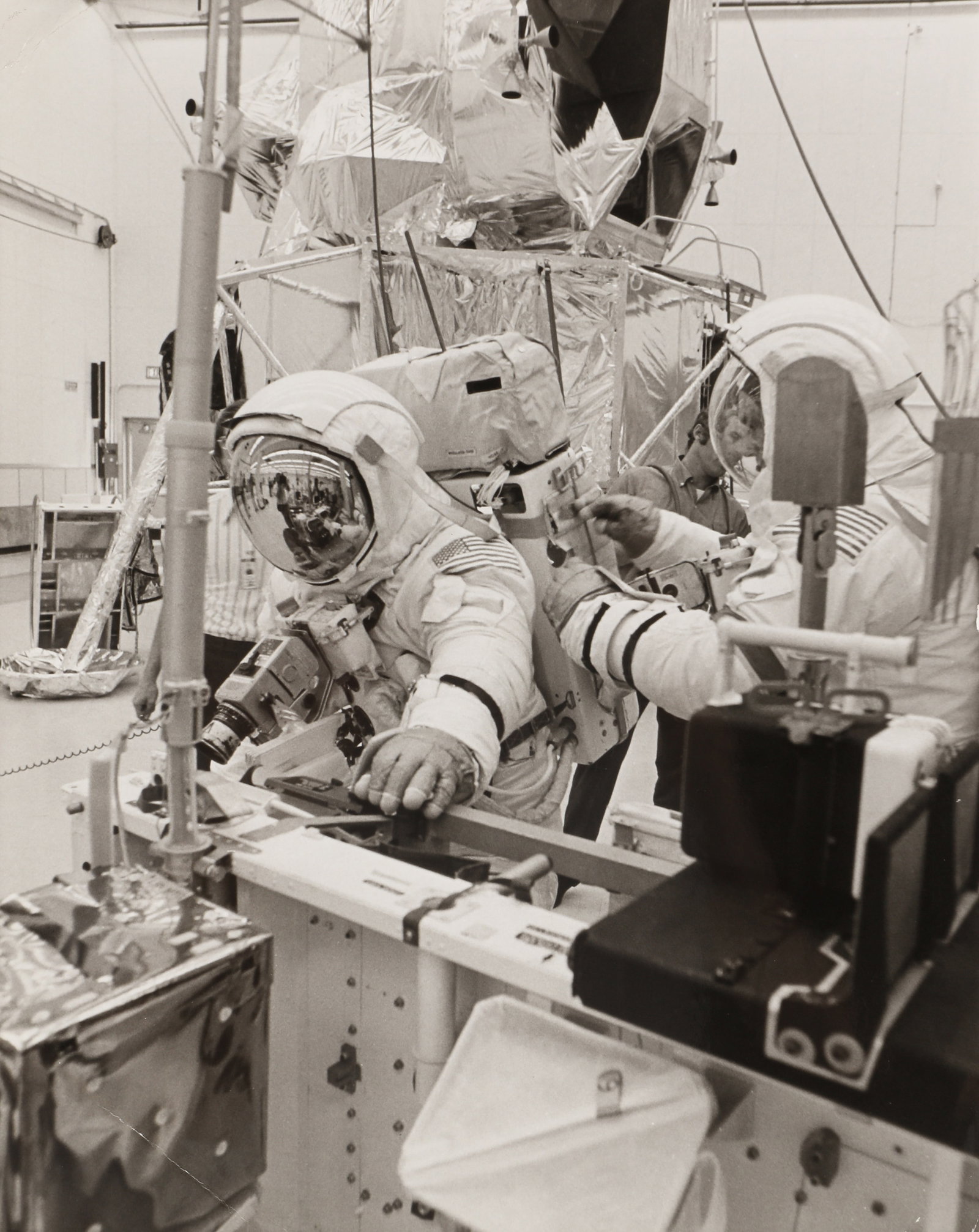NASA Interest, 1970s Apollo 16 & Apollo 17 Missions, 1972: A collection of 37 vintage press prints, image size 24.9 x19cm (or the reverse), sheet size 25.5 x24.5cm (or the reverse), each dated, typed captioned verso, with NASA's stamp verso, and Thomson Newsp