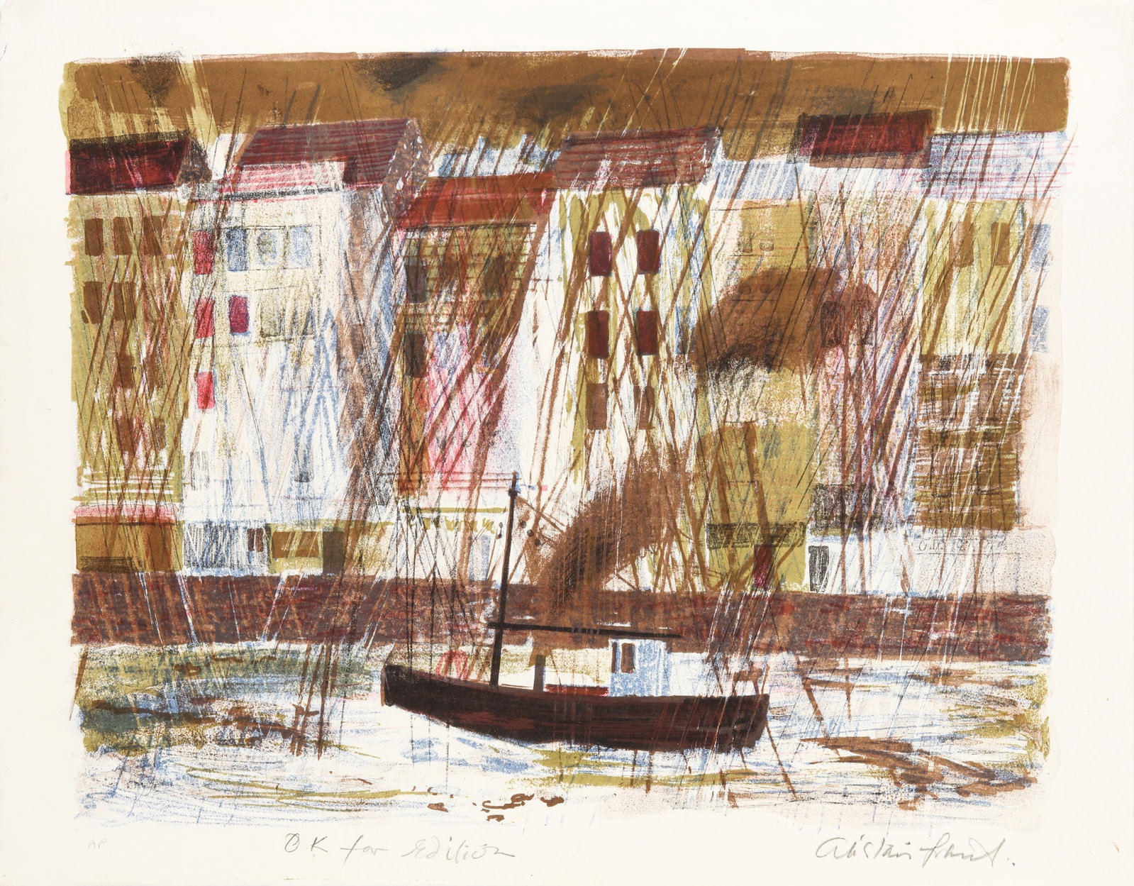 Alistair Grant (British, 1925-1997) Untitled: signed and inscribed in pencil an artist's lithograph in colours on wove unframed ARR Size:(sheet 45.9 x 58cm)