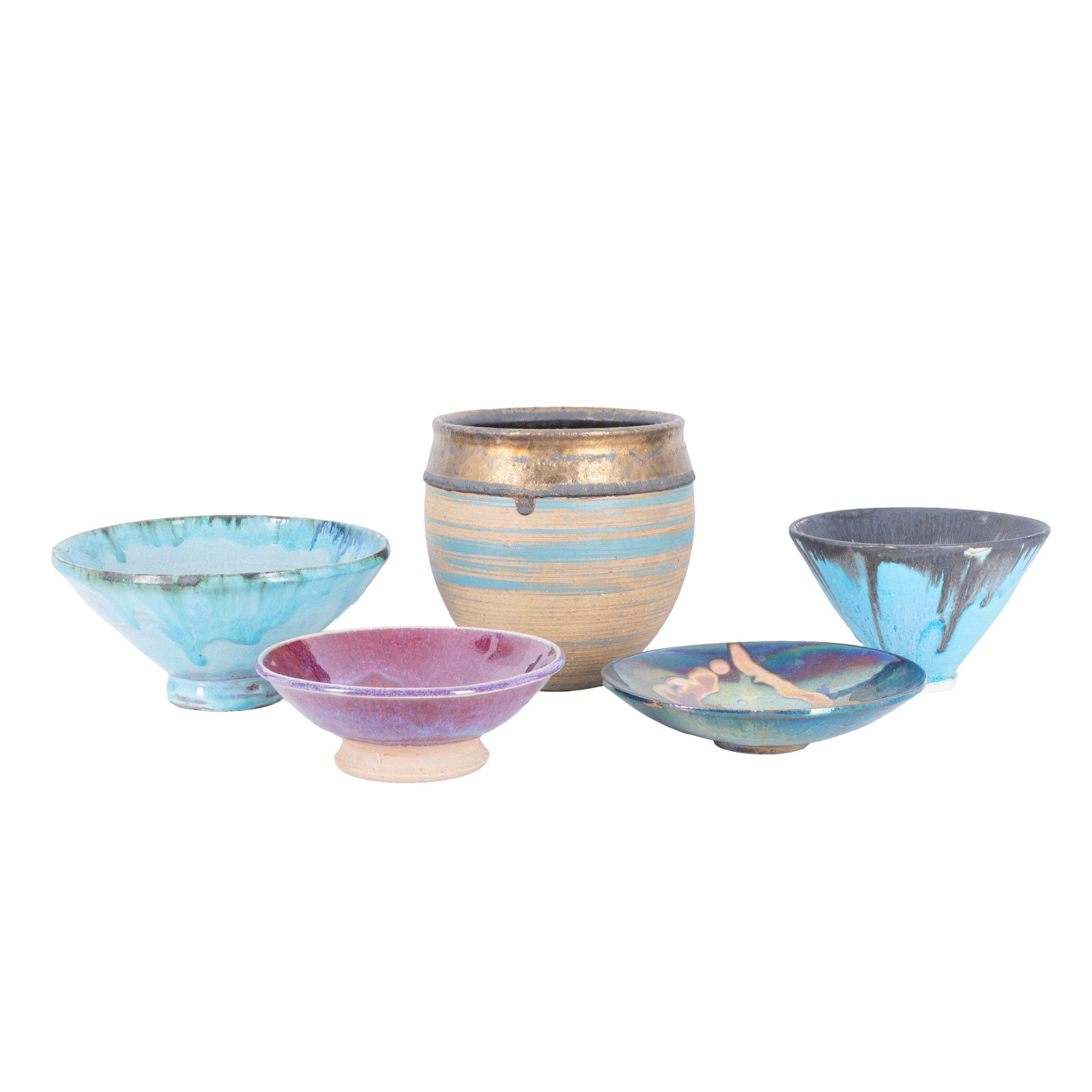 Group of studio ceramics Four bowls and a vase (1 of 2)