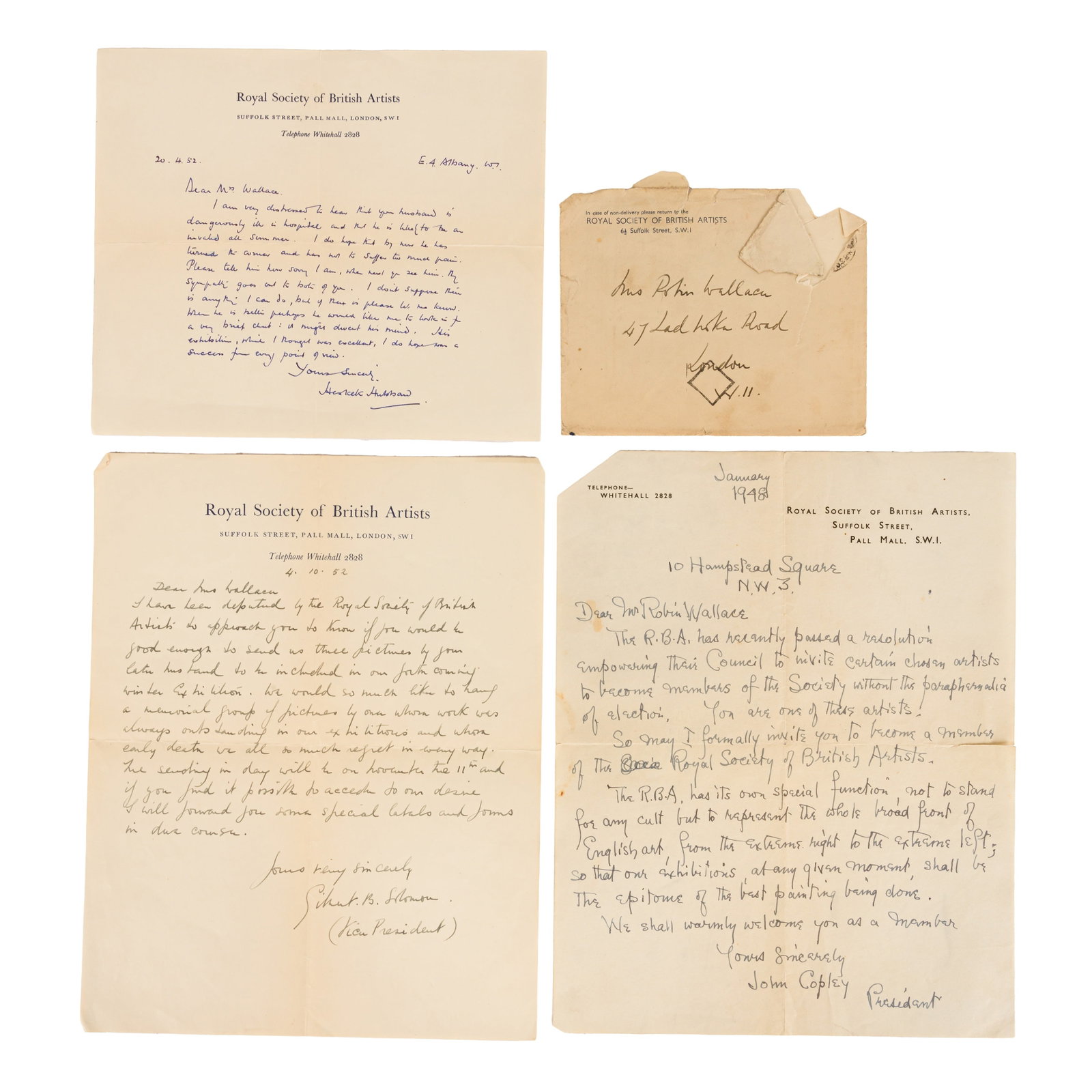 Art History Interest.- Robin Wallace Collection of letters and ephemera, London, c. 1930s-1950s. - 2
