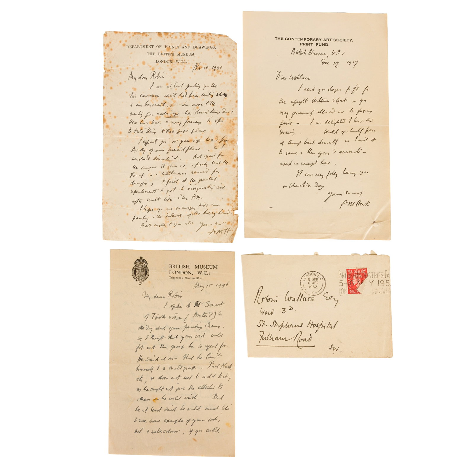 Art History Interest.- Robin Wallace Collection of letters and ephemera, London, c. 1930s-1950s. - 7