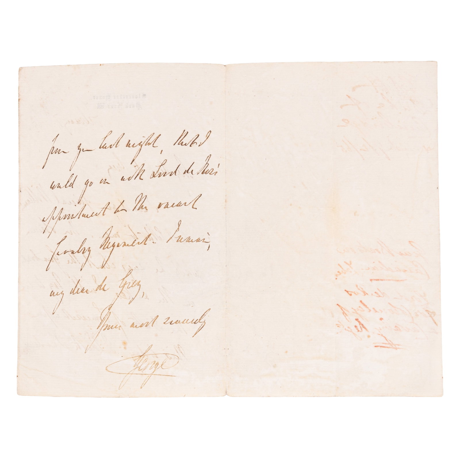 George, Duke of Cambridge Three autograph letters signed ("George") - 2