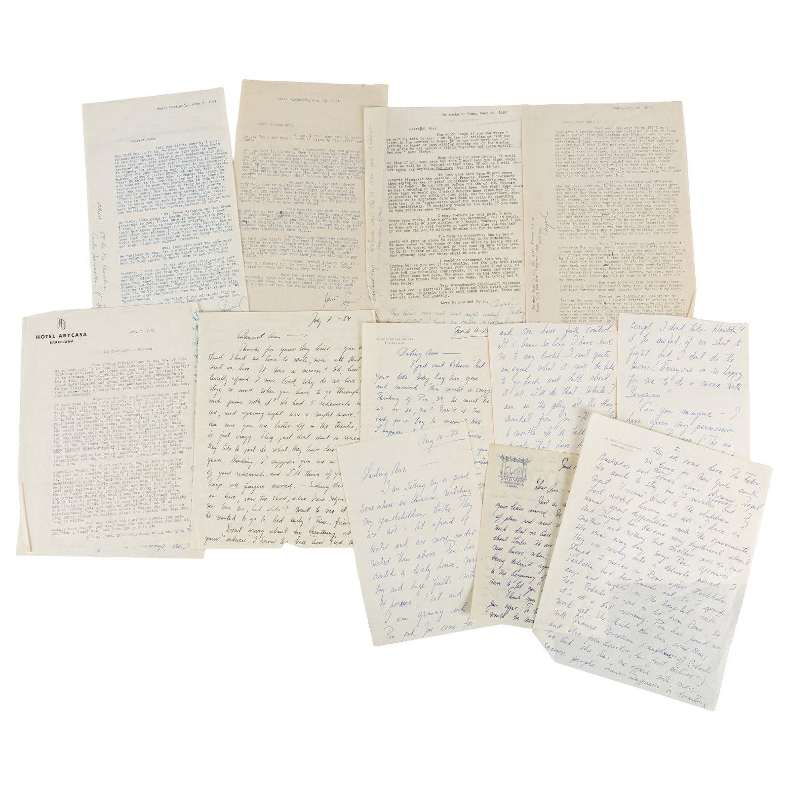 Autograph Collection.- Incl. Ingrid Bergman Letters to Ann Todd - 2