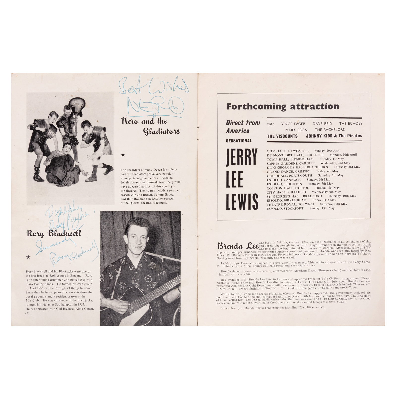 Vincent (Gene) & Others Signed programme - 2