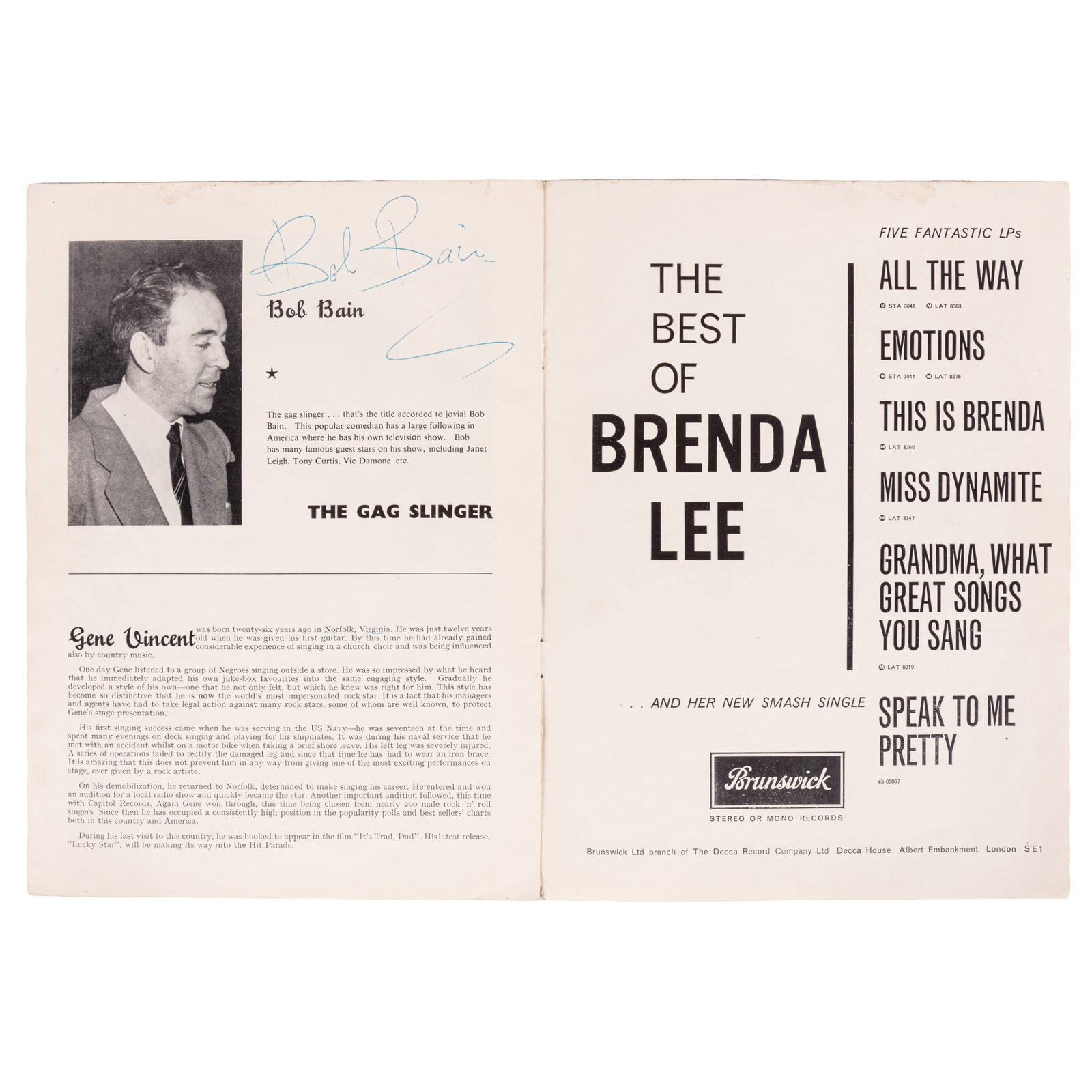 Vincent (Gene) & Others Signed programme - 4