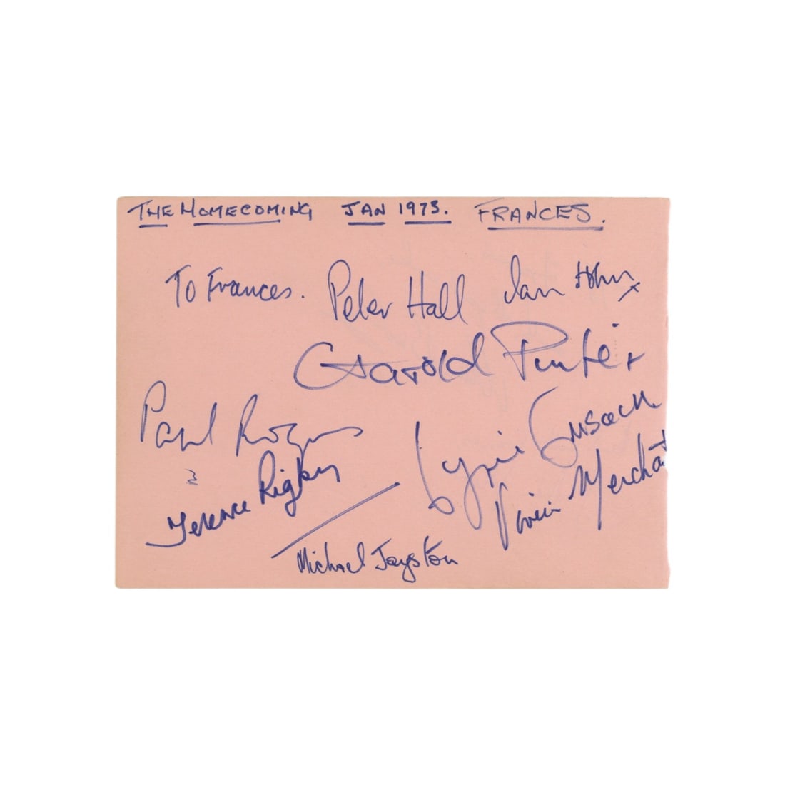 Pinter (Harold) & Others The Homecoming, 1973 (1 of 1)