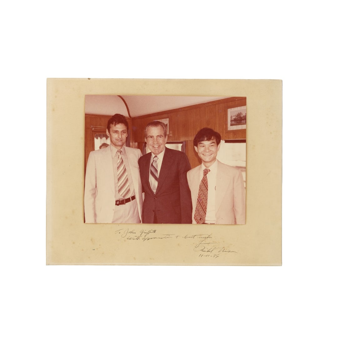 Griffiths (John).- Incl. Richard Nixon Small archive: Griffiths (John).- Incl. Richard Nixon Small archive Group of photographs and letters related to John Griffiths, who worked in the Hong Kong Police Force in the 1970s. Highlights include: presentation