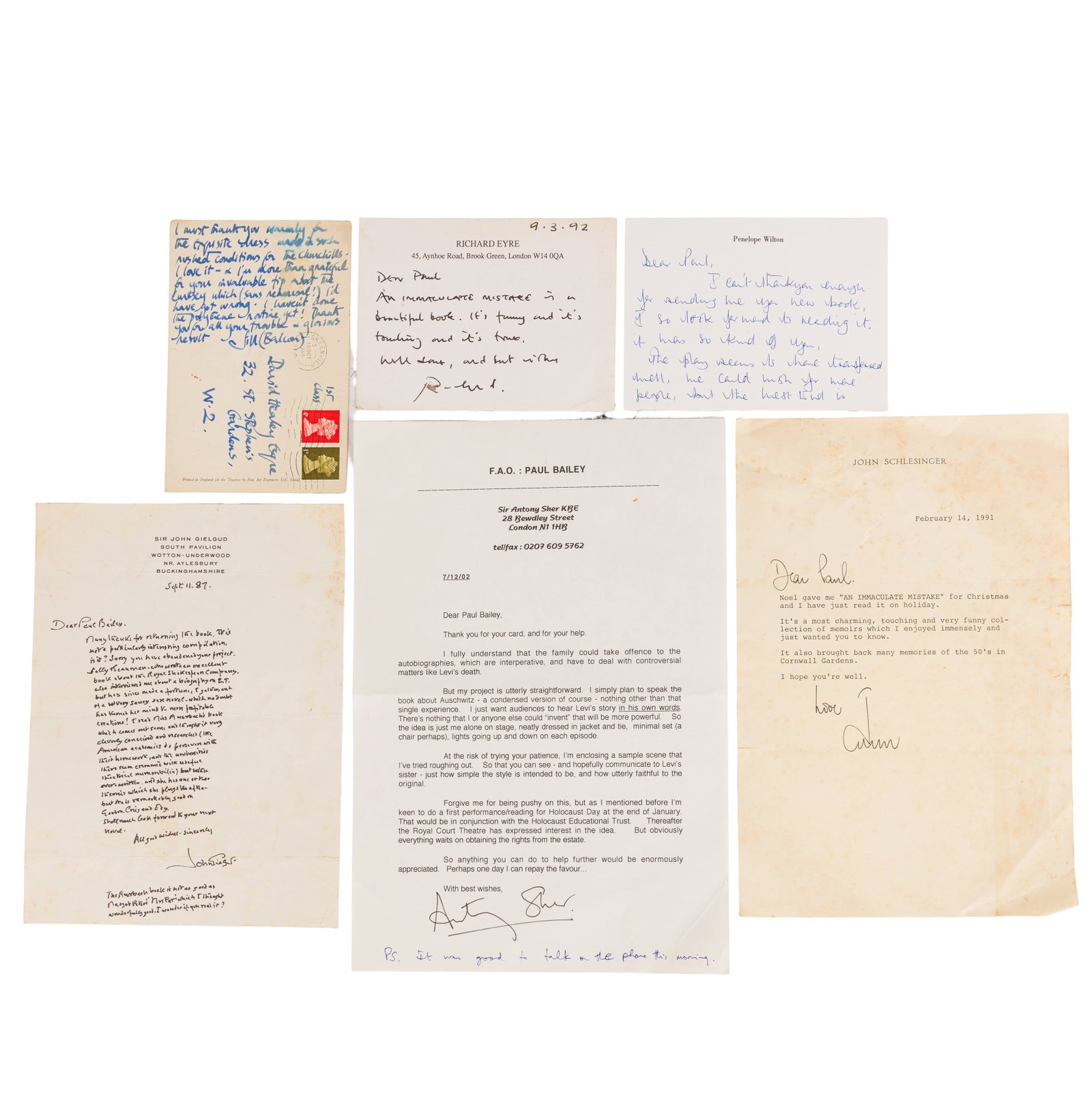 Autograph Collection.- Actors & Actresses Letters to Paul Bailey (1 of 1)