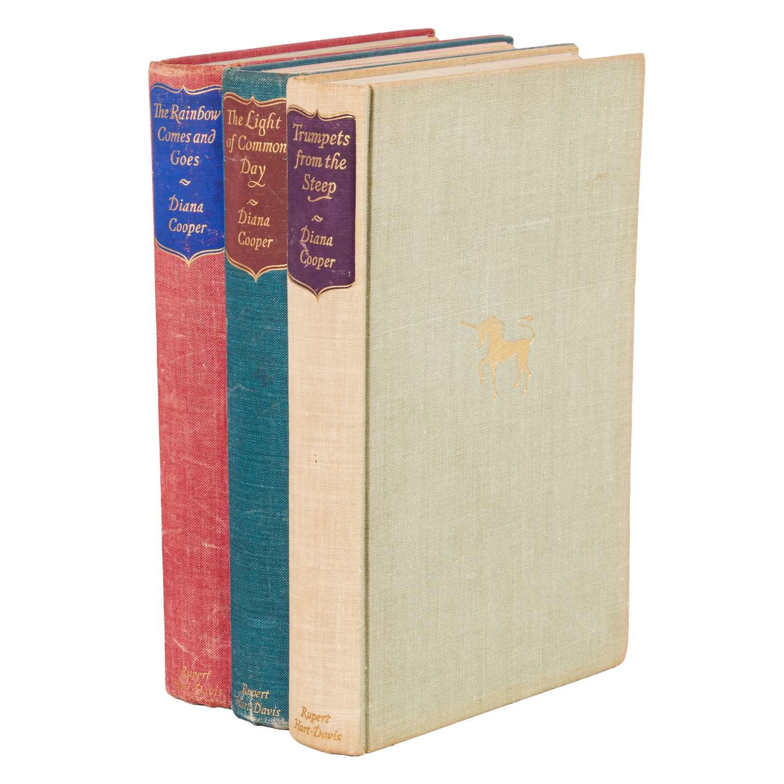Cooper (Diana) Signed volumes: Cooper (Diana) Signed volumes The Rainbow Comes and Goes, 1958; The Light of Common Day, 1959; Trumpets from the Steep, 1960; all first editions, signed by Cooper to half-title, lacking jackets,