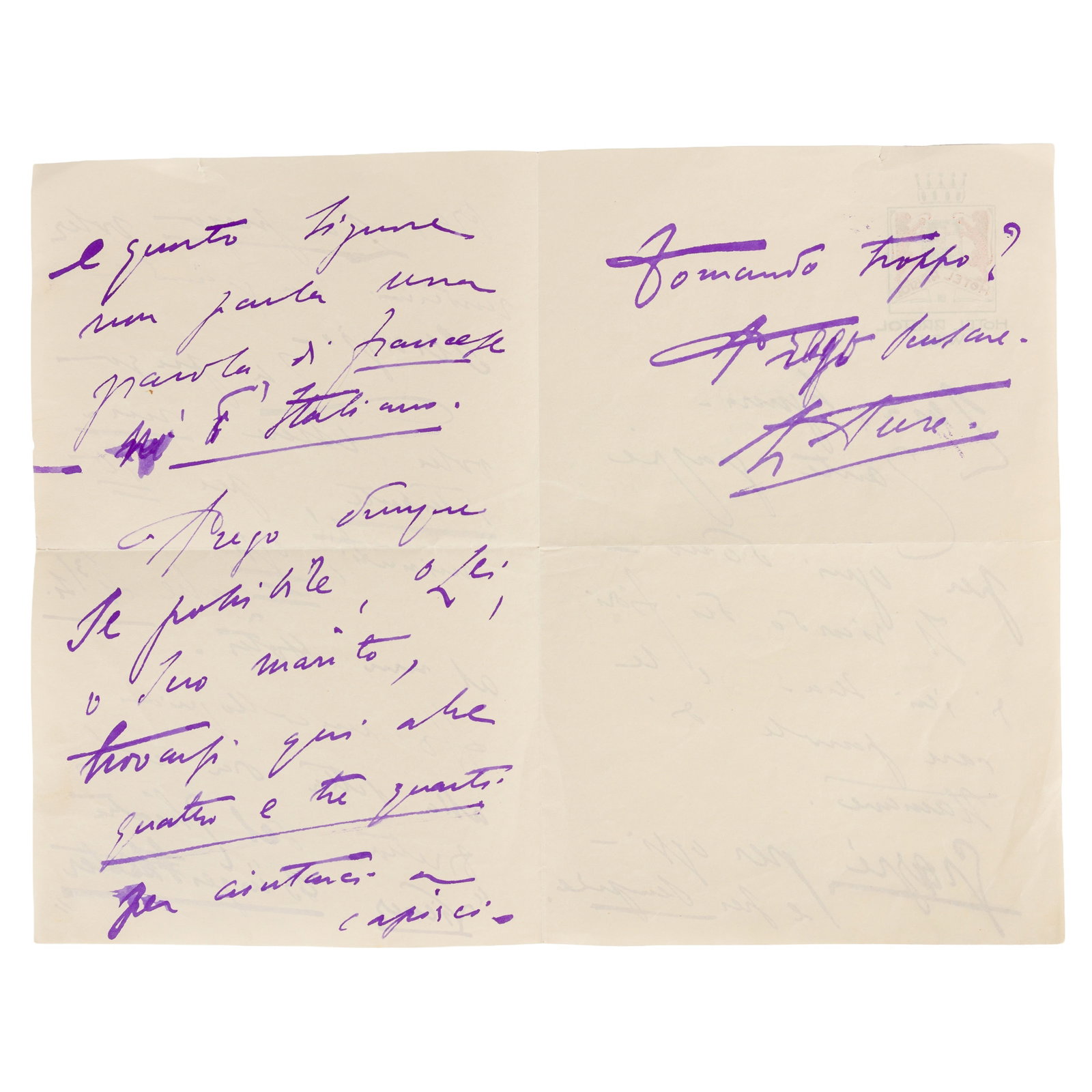 Duse (Eleonora) Autograph letter signed ("E. Duse") - 2