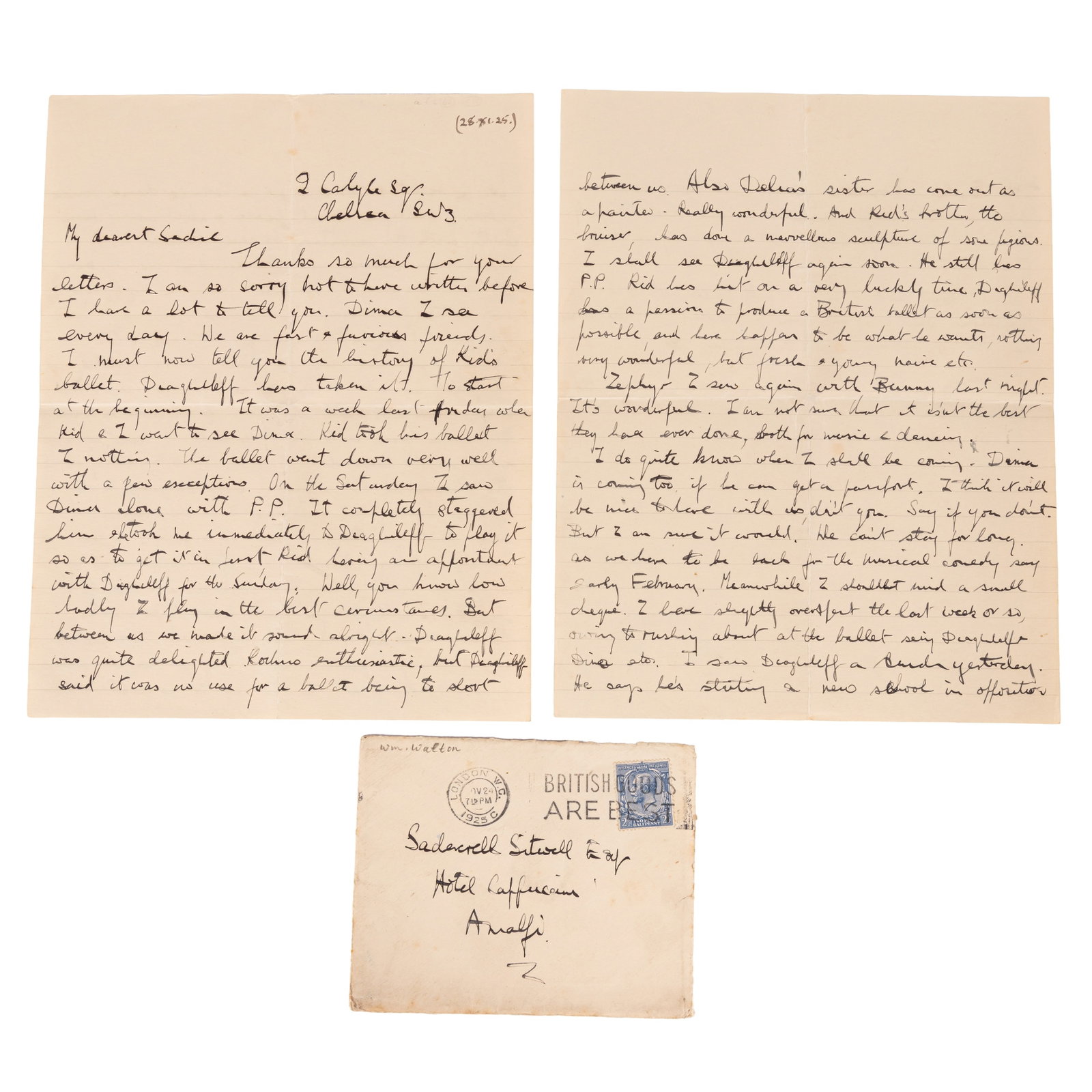 Walton (William) Autograph letter, Russian Ballets Interest - 2