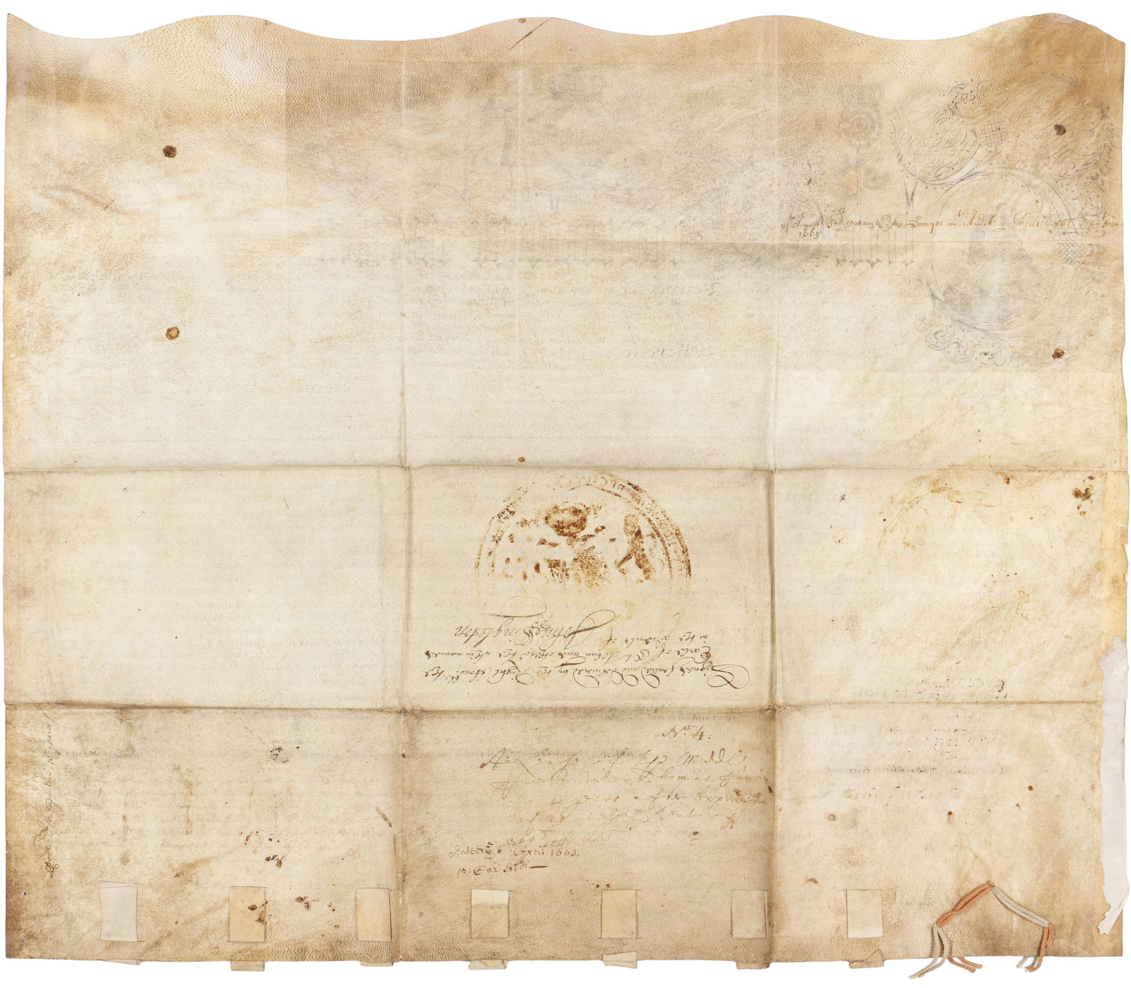 Henrietta Maria (Queen Consort of King Charles I) Signed indenture, 1663 - 2