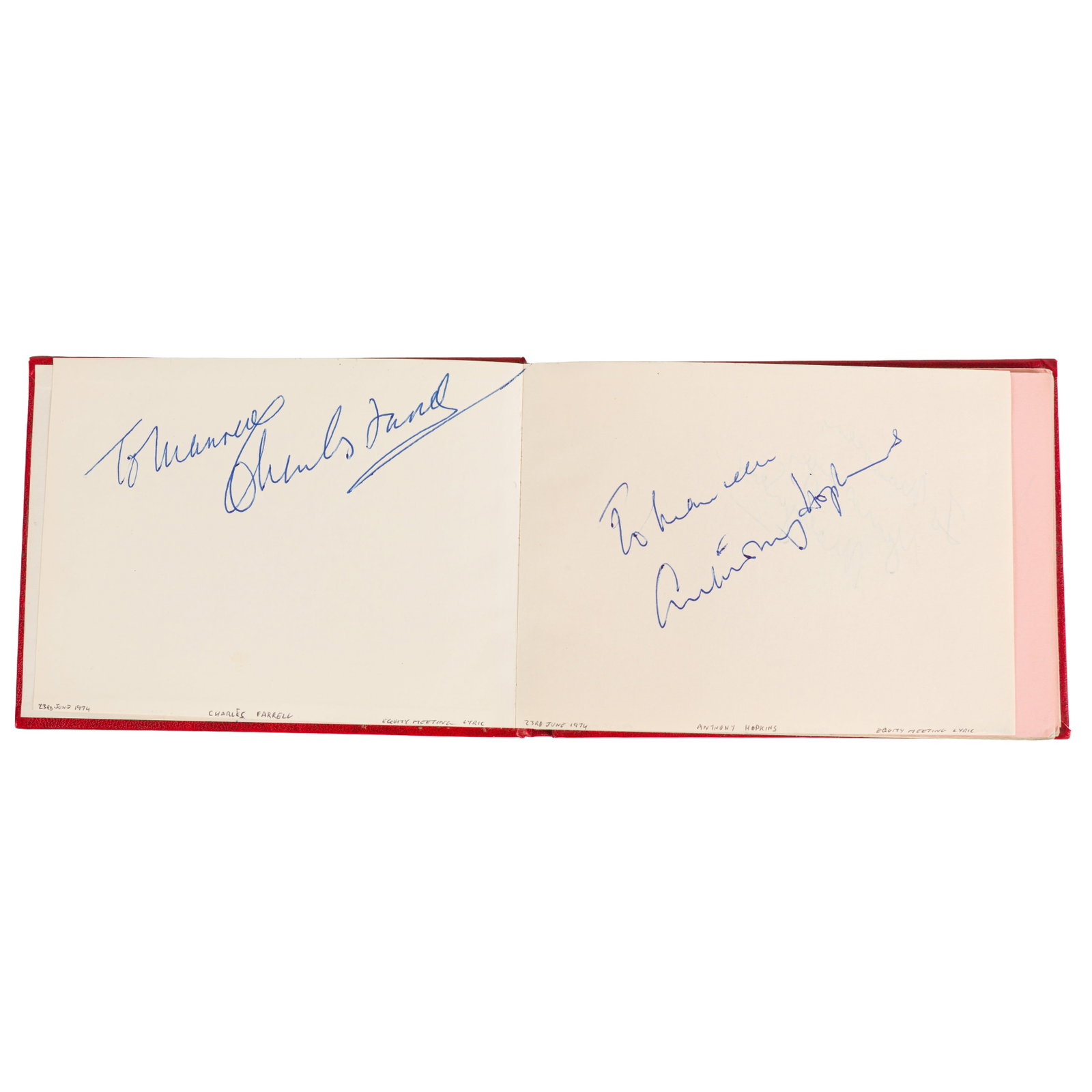 Autograph Album.- Incl. Anthony Hopkins 1974-1975 - 2