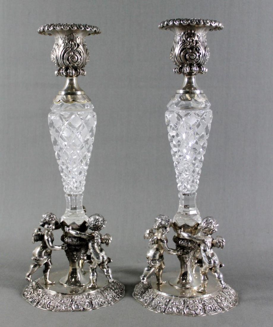 PAIR OF CONTINENTAL SILVER AND BACCARAT CUT GLASS (1 of 5)