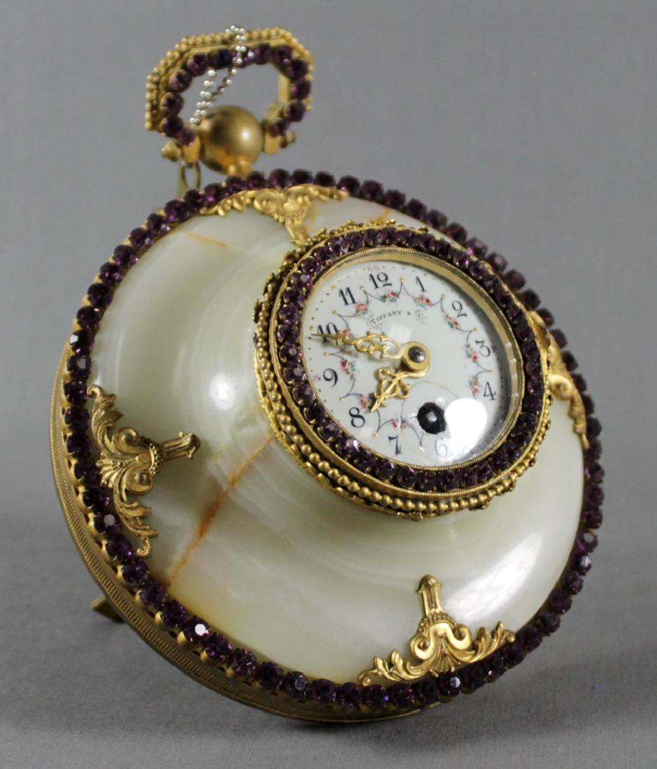 TIFFANY AND CO. JEWELLED BRONZE AND MARBLE BAROMETER (1 of 6)