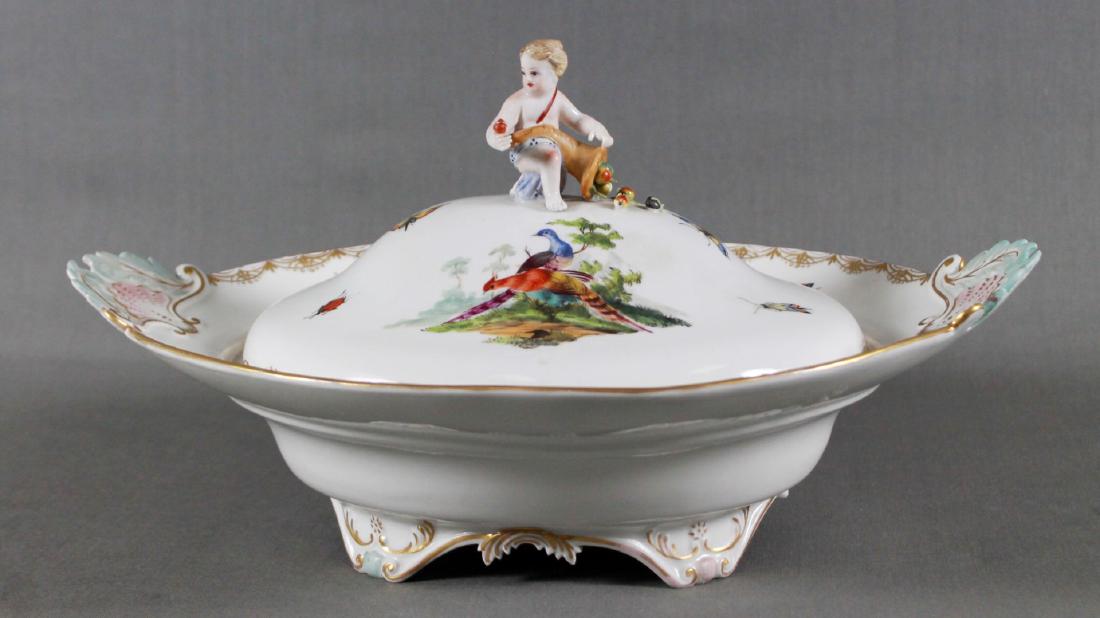 ANTIQUE 13 1/2" MEISSEN FIGURAL COVERED BOWL (1 of 4)