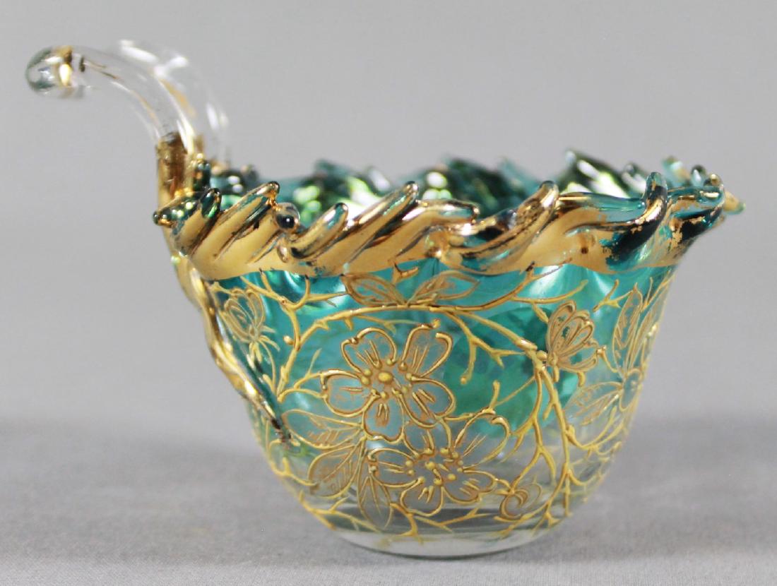 MOSER DECORATED CUP: MOSER DECORATED CUP. MEASURES H: 2 1/2"