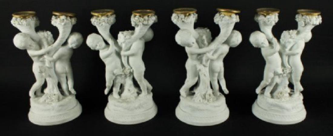 SET OF 4 SAMSON BISQUE AND GILT BRONZE CANDELABRA (1 of 3)