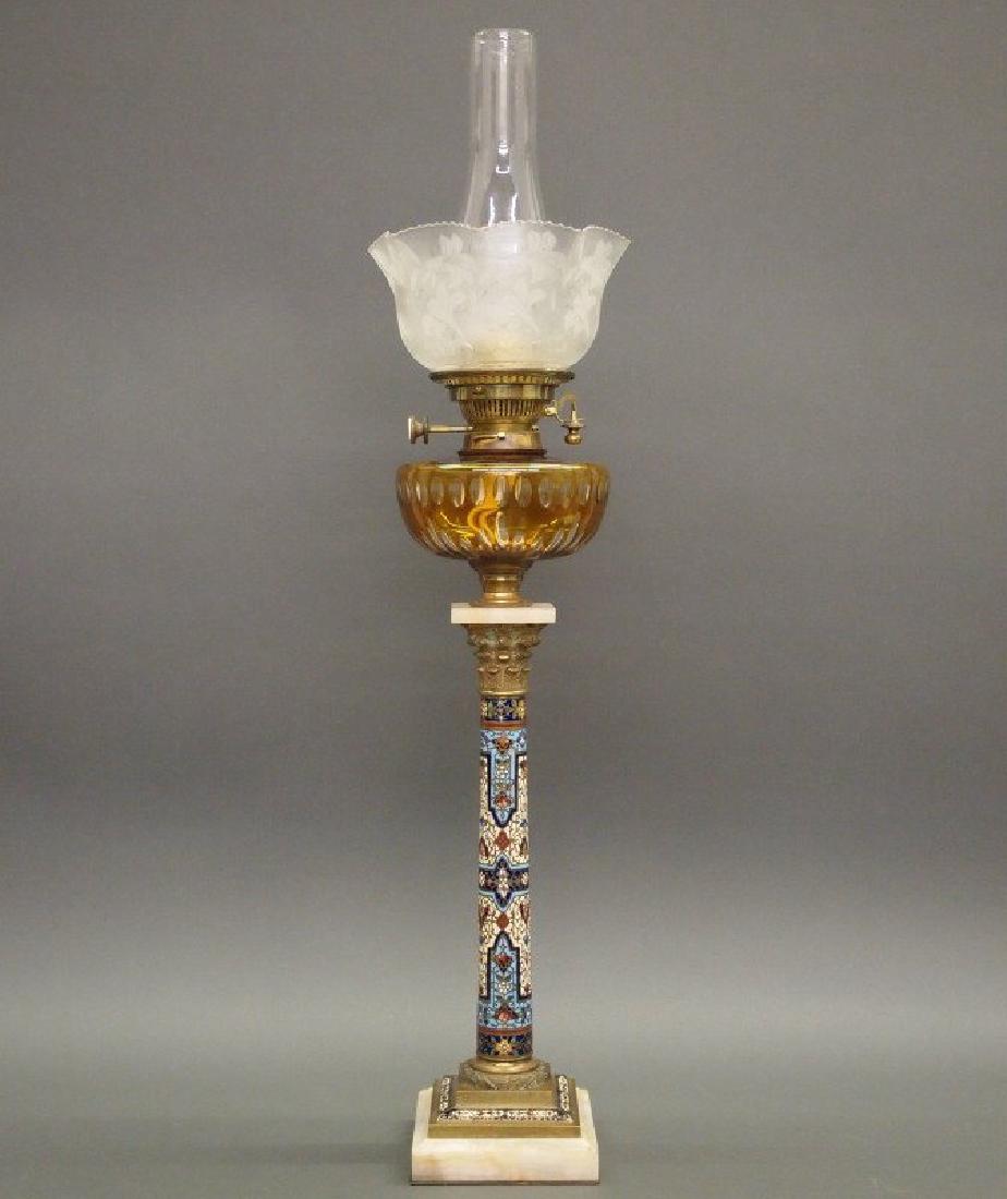 19TH C. FRENCH CHAMPLEVE BANQUET LAMP (1 of 2)