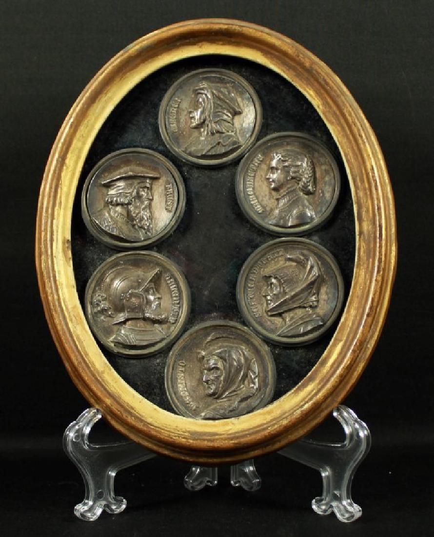 FRAMED BRONZE PLAQUES (6) (1 of 4)