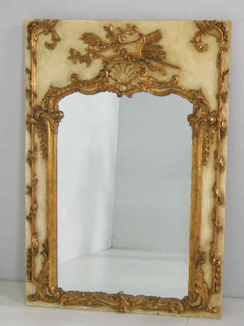 Louis XVI style painted gilt mirror (1 of 3)