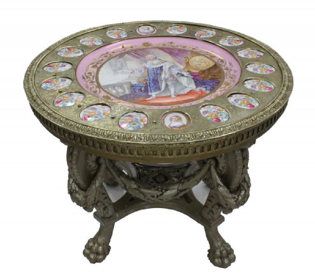MAGNIFICENT LOUIS XV STYLE PORCELAIN INSET GILT BRONZE (1 of 8)