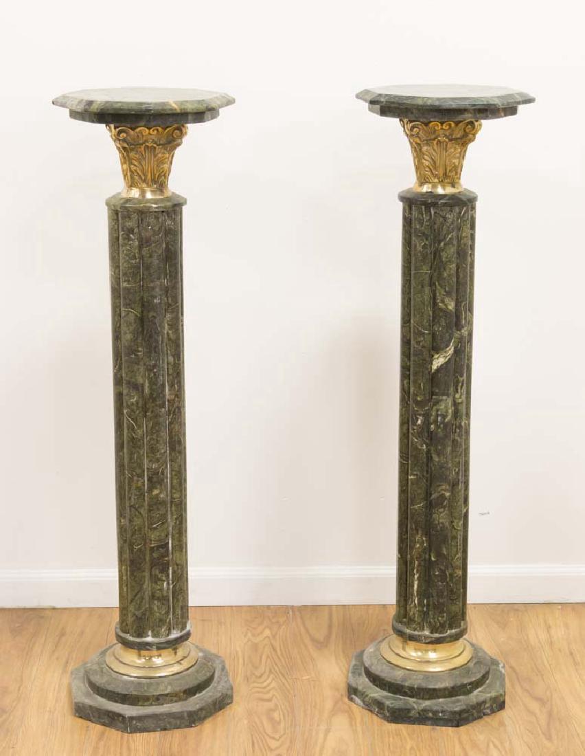 Pair Green Marble & Bronze Pedestals (1 of 5)