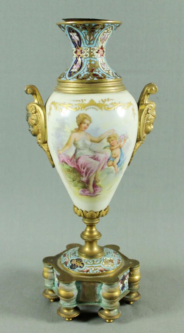FRENCH CHAMPLEVE PORCELAIN AND ENAMEL VASE (1 of 6)